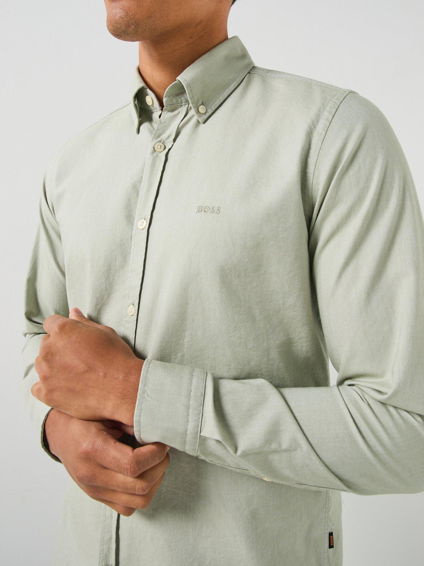 Image 5 of 6 of BOSS Rickert Button Down Regular Fit Oxford Shirt - Light Green