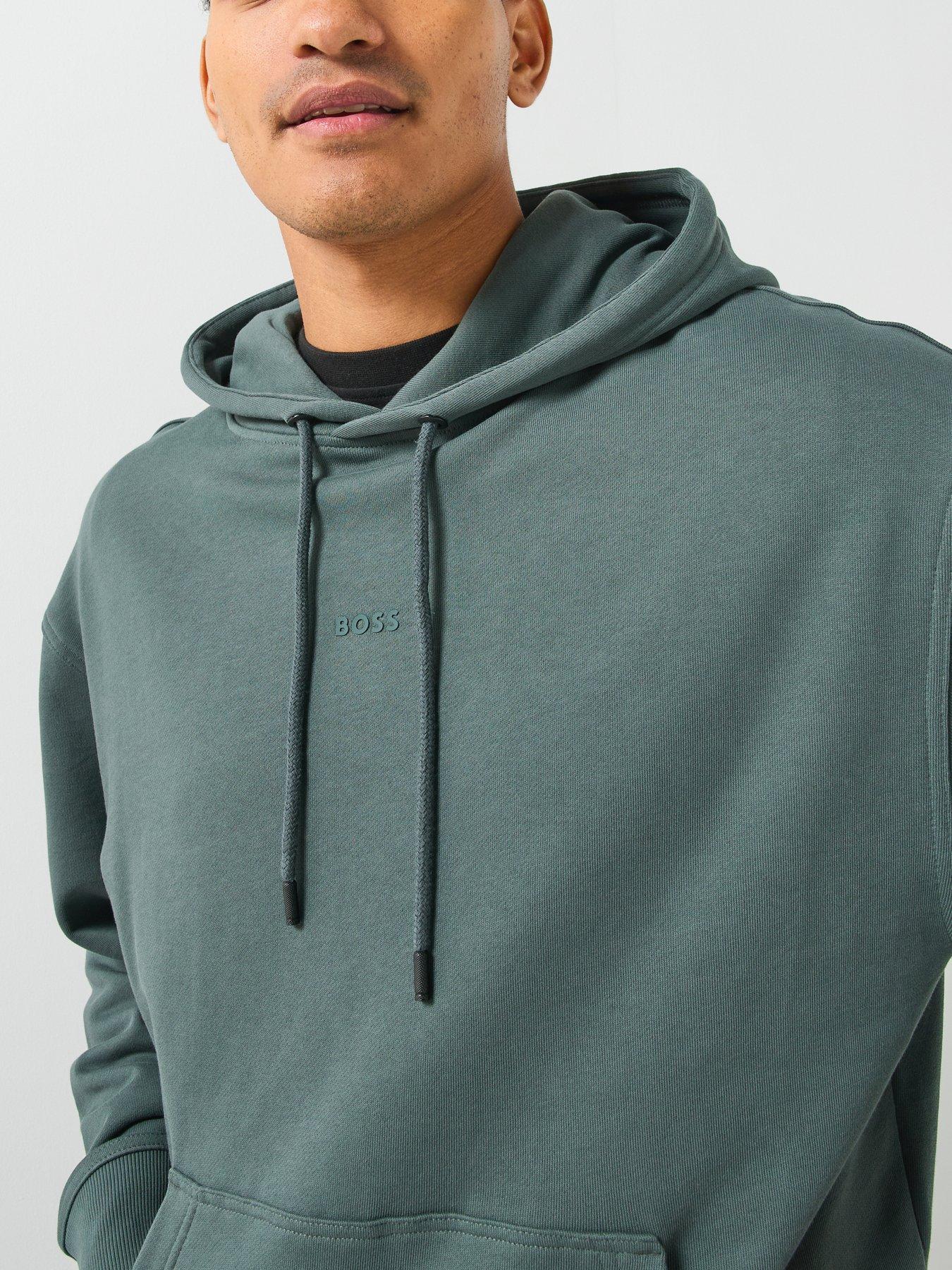 Image 4 of 5 of BOSS Wesmallhood Regular Fit Centre Logo Overhead Hoodie - Green