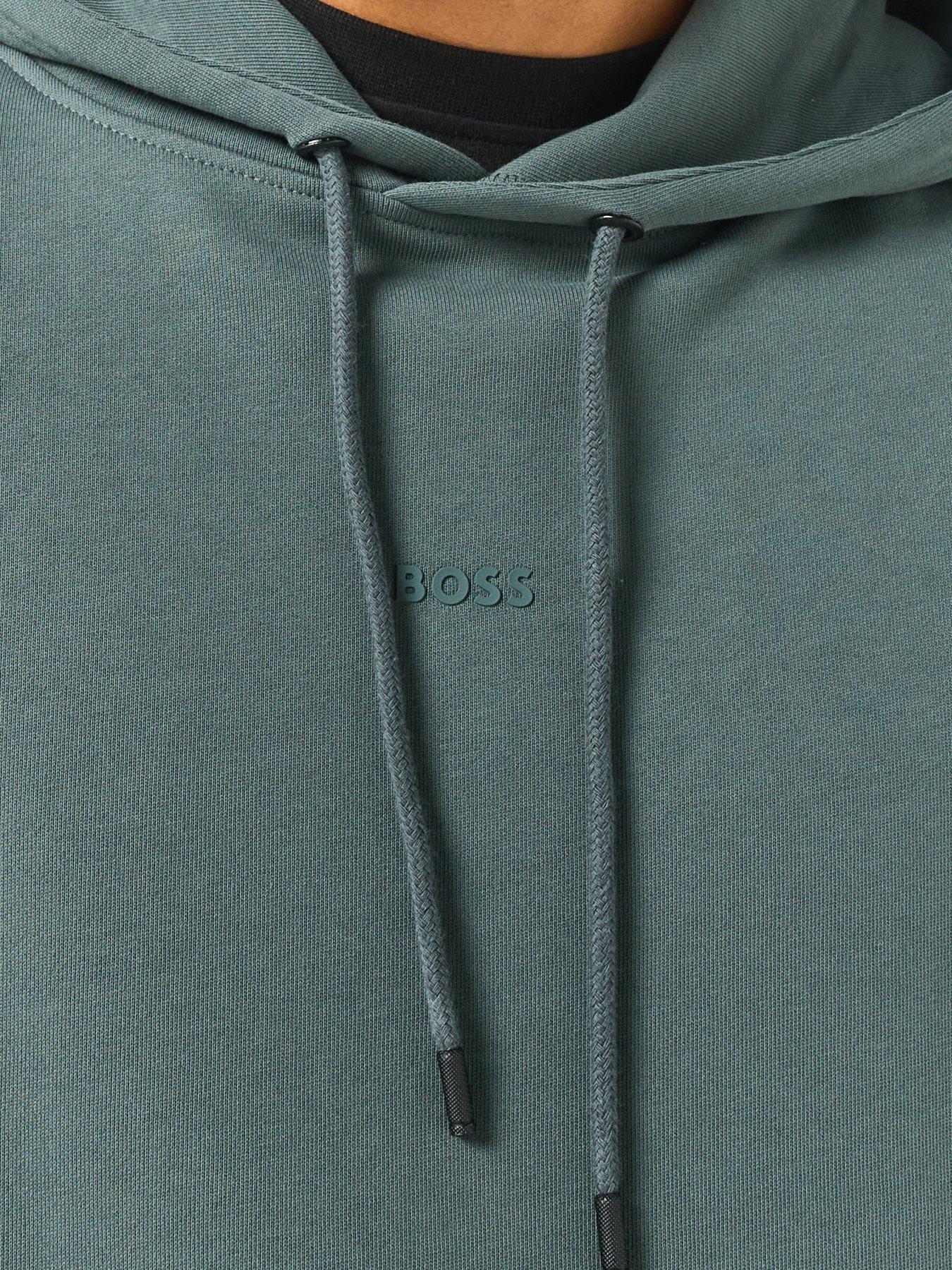 Image 5 of 5 of BOSS Wesmallhood Regular Fit Centre Logo Overhead Hoodie - Green