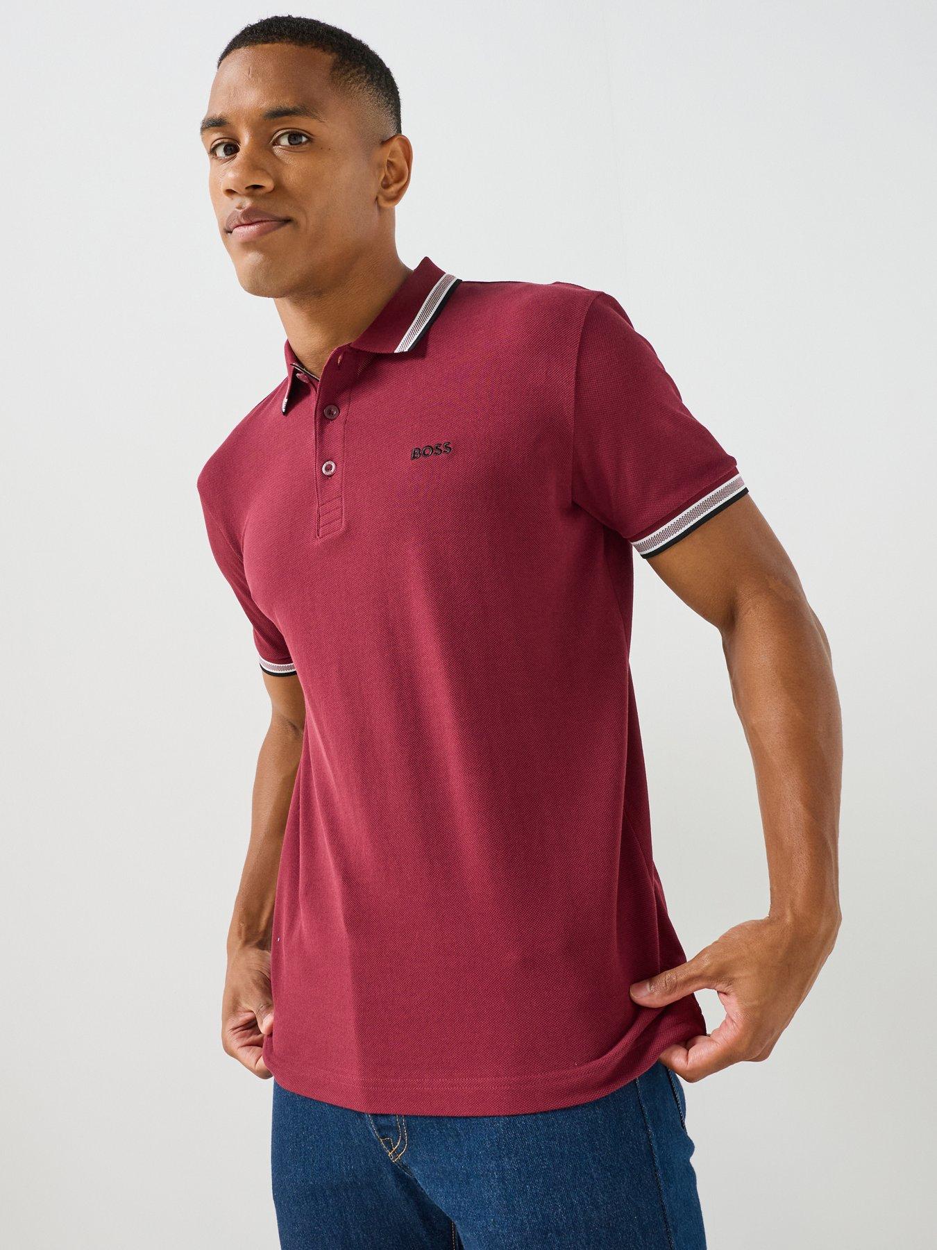 Image 1 of 5 of BOSS Paddy Regular Fit Tipping Polo Shirt - Purple