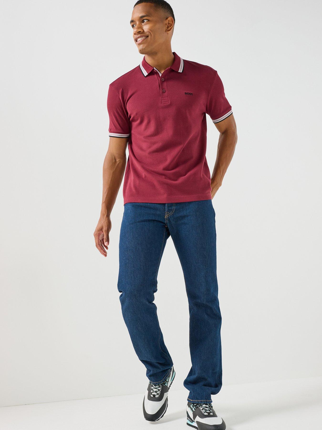 Image 3 of 5 of BOSS Paddy Regular Fit Tipping Polo Shirt - Purple