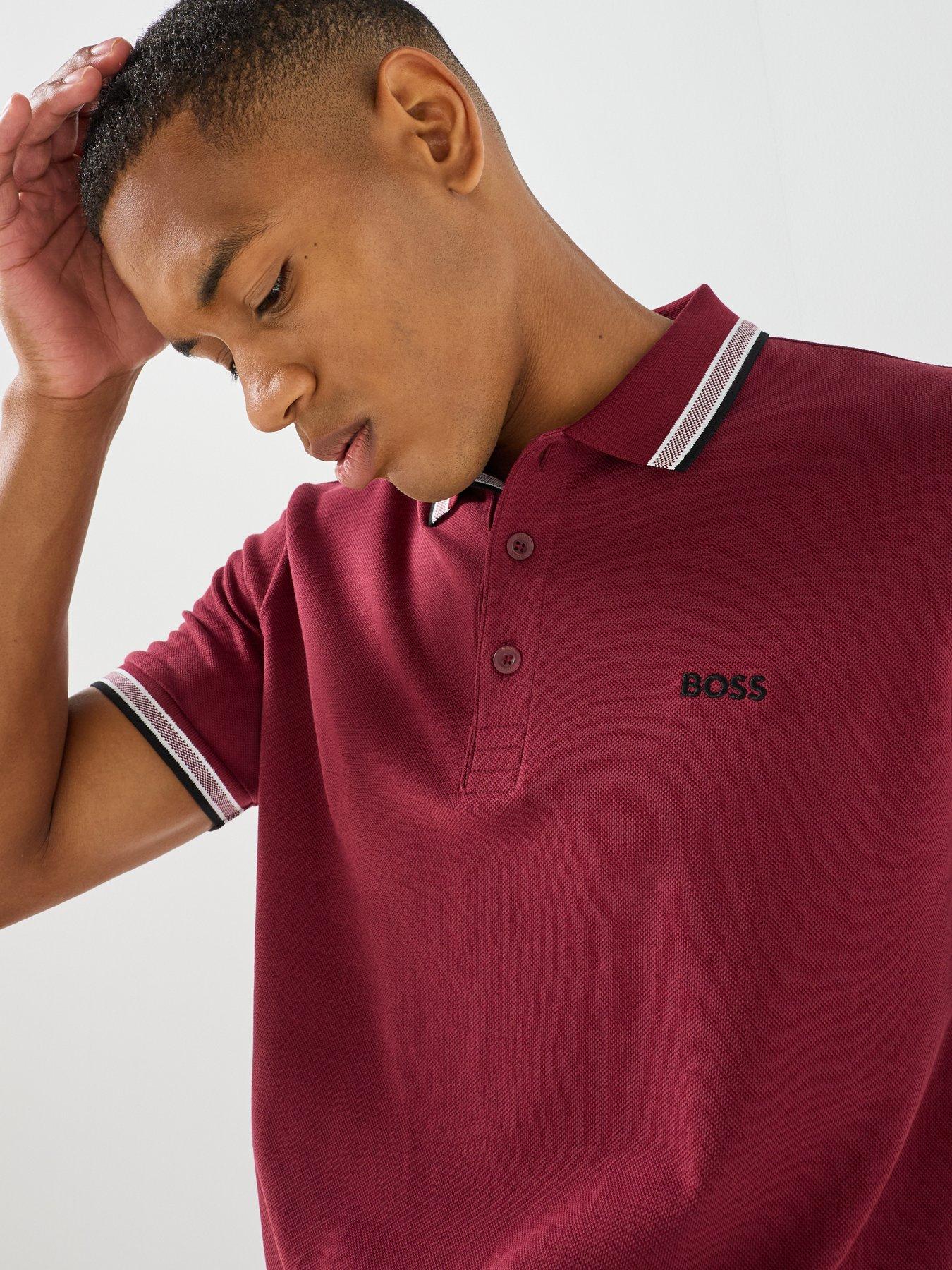 Image 4 of 5 of BOSS Paddy Regular Fit Tipping Polo Shirt - Purple