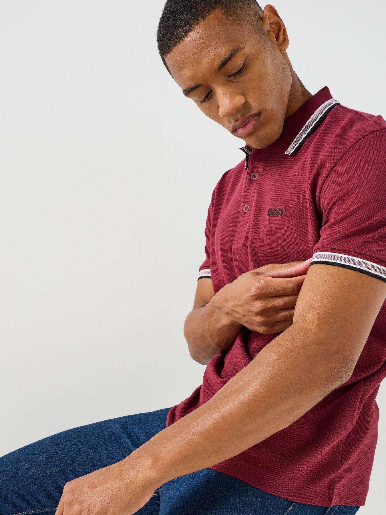 Image 5 of 5 of BOSS Paddy Regular Fit Tipping Polo Shirt - Purple