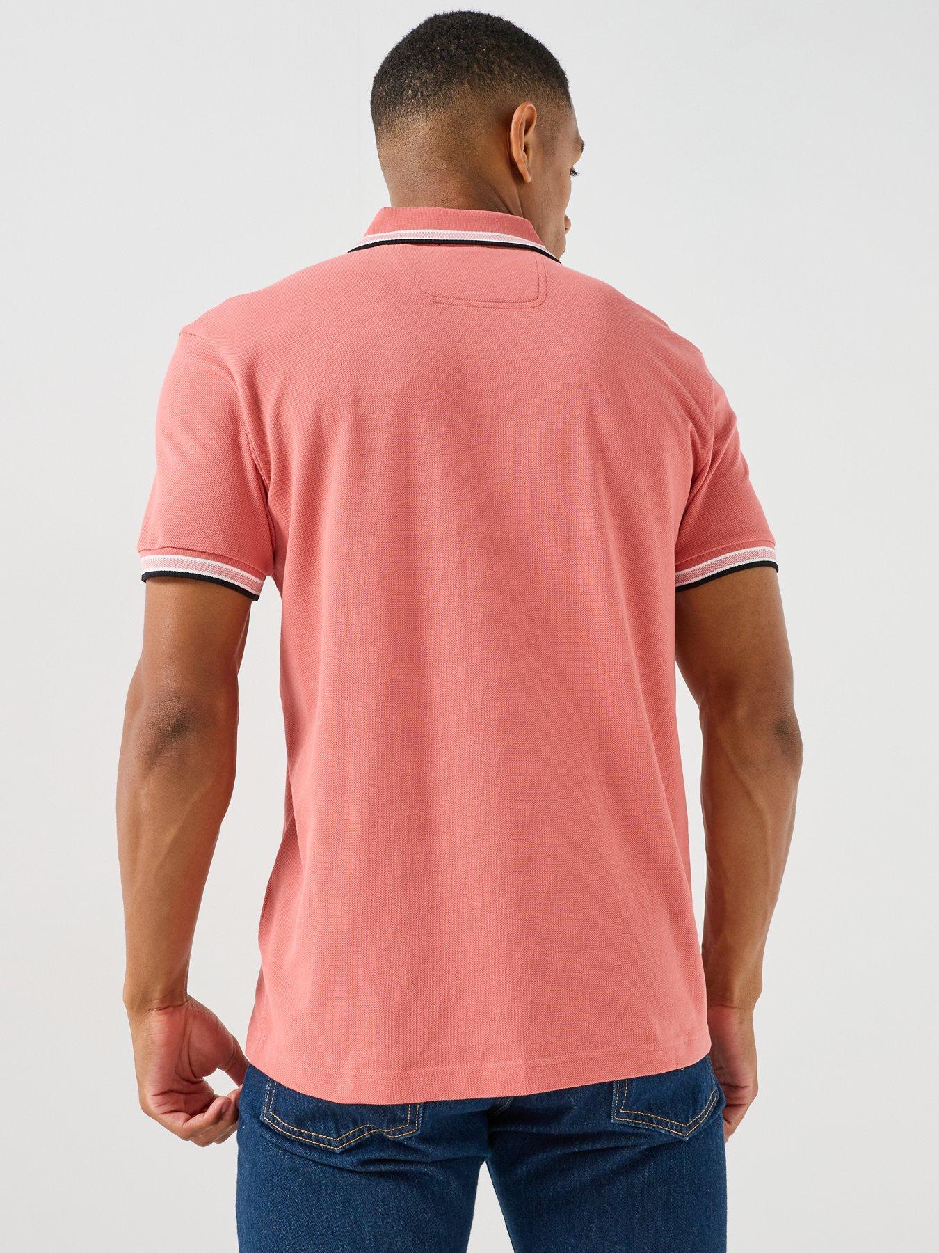 Image 2 of 6 of BOSS Men's Regular Fit Tipped Polo Shirt with Chest Logo Detail - Pink