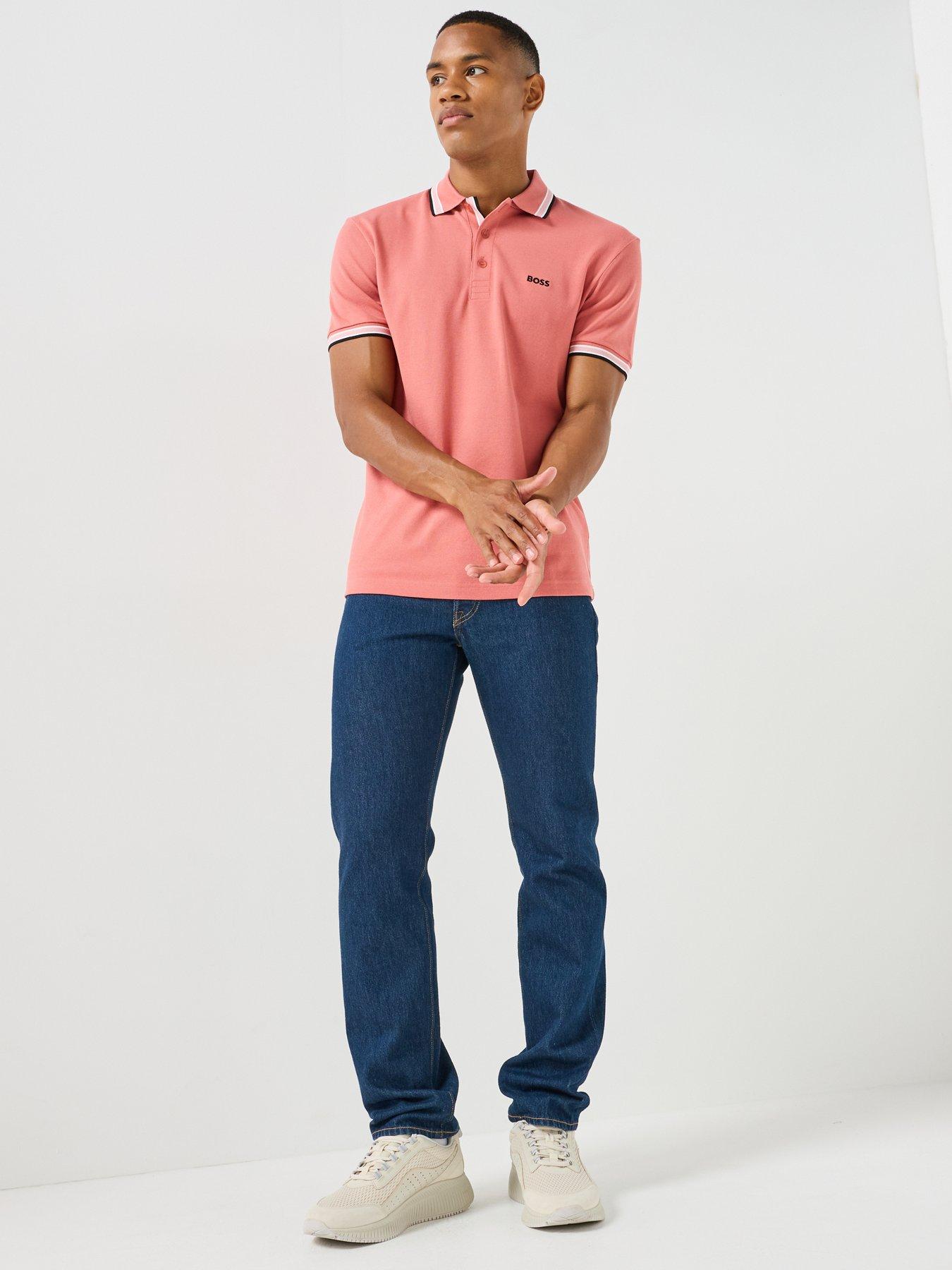 Image 3 of 6 of BOSS Men's Regular Fit Tipped Polo Shirt with Chest Logo Detail - Pink