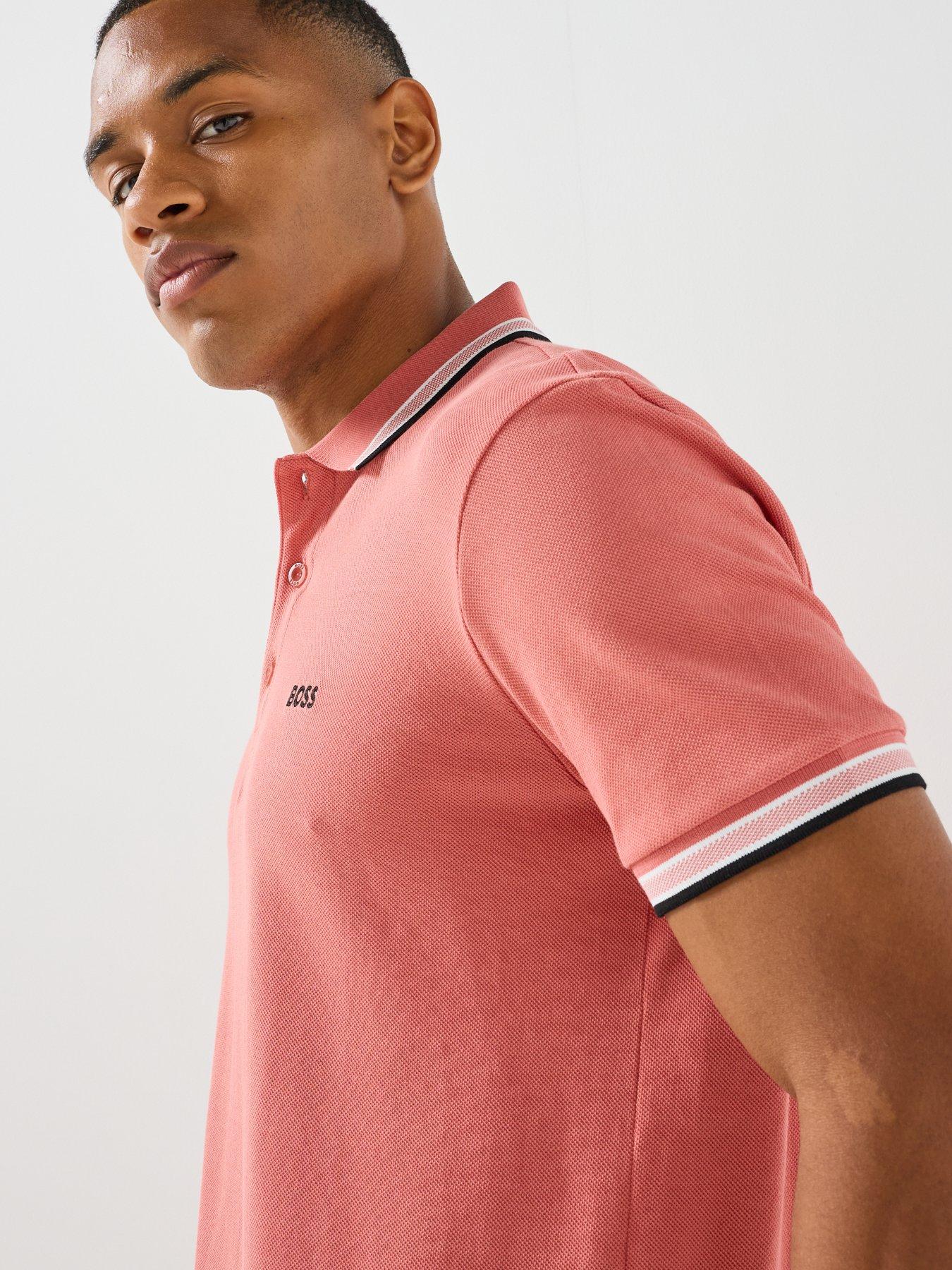 Image 5 of 6 of BOSS Men's Regular Fit Tipped Polo Shirt with Chest Logo Detail - Pink