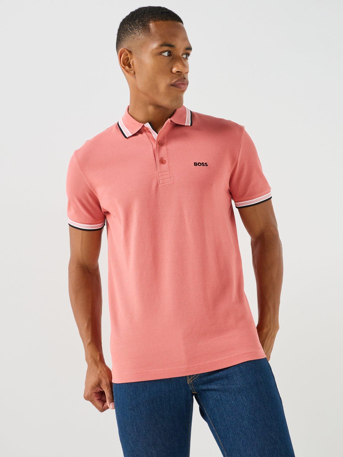 Image 6 of 6 of BOSS Men's Regular Fit Tipped Polo Shirt with Chest Logo Detail - Pink