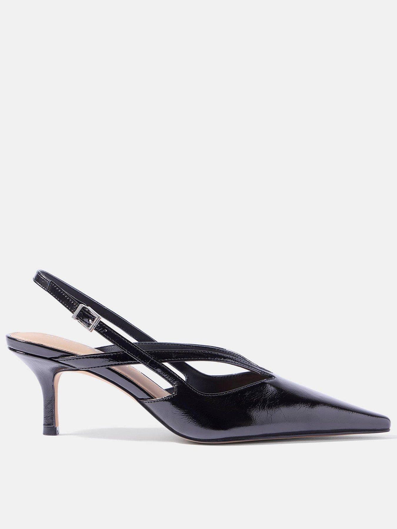 Image 1 of 5 of Mint Velvet Bianca Slingback Kitten Heels - Black