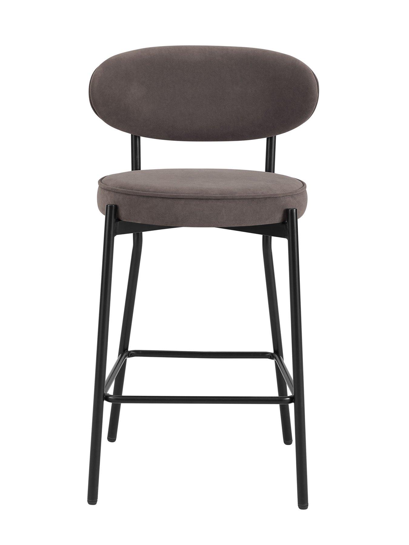 Image 3 of 7 of Dusk Mia Set Of 2 Barstools - Matte Velvet - Taupe