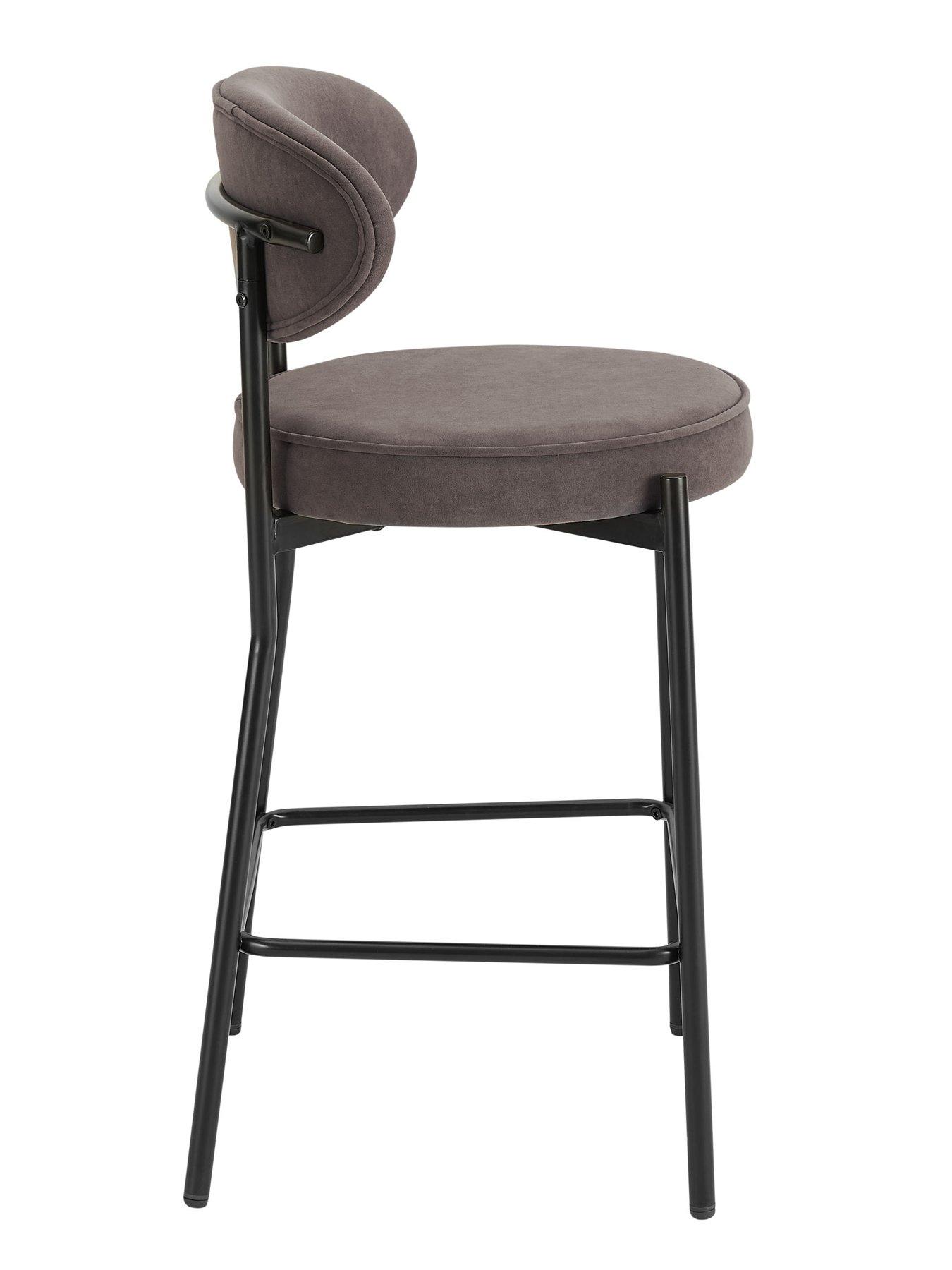Image 4 of 7 of Dusk Mia Set Of 2 Barstools - Matte Velvet - Taupe
