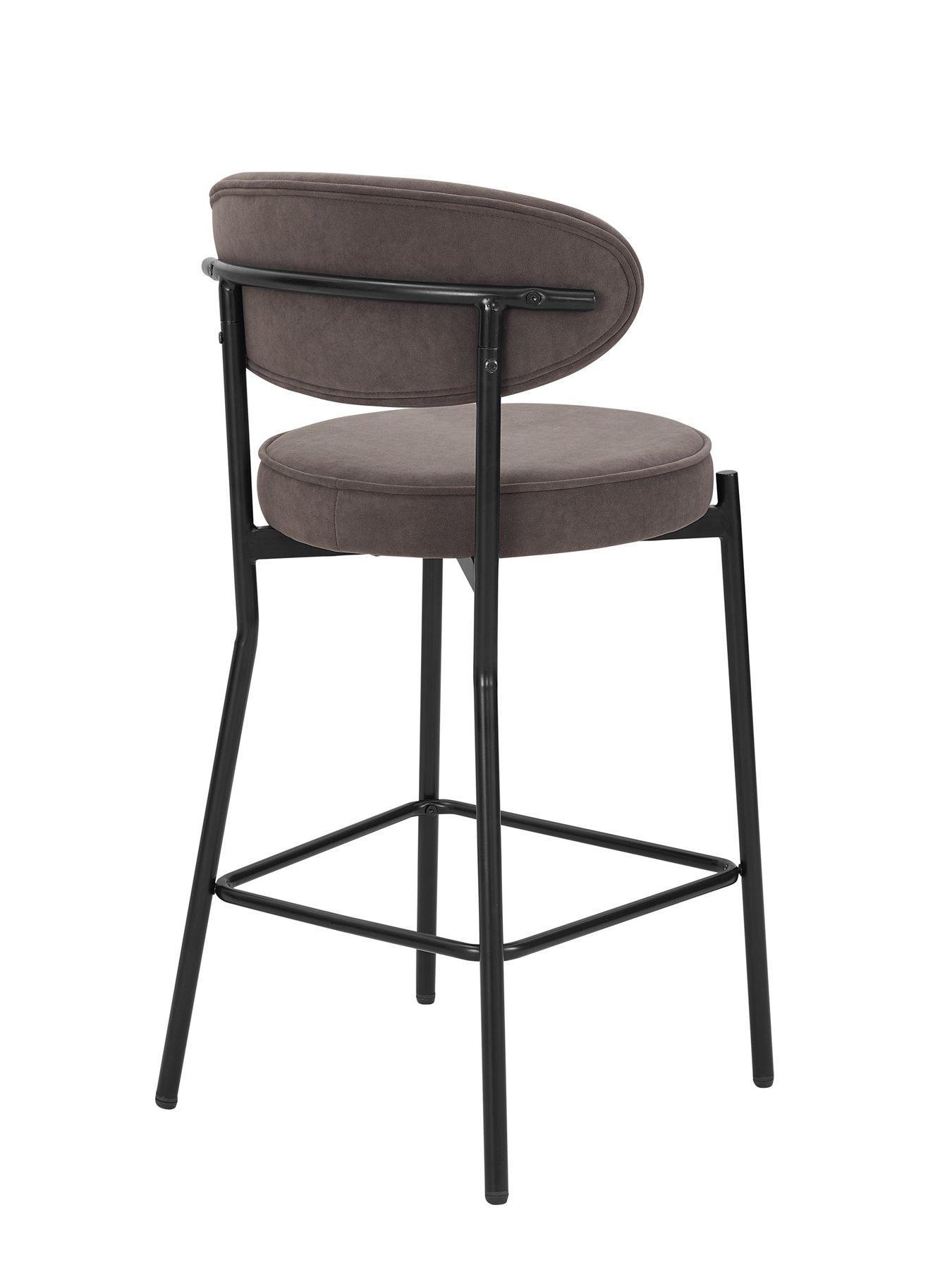 Image 5 of 7 of Dusk Mia Set Of 2 Barstools - Matte Velvet - Taupe