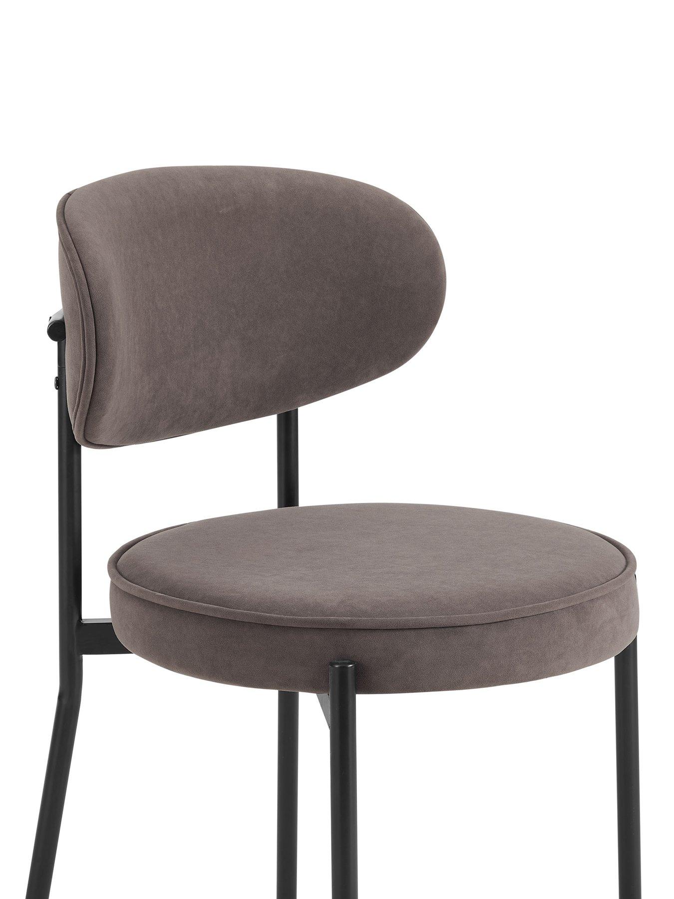 Image 6 of 7 of Dusk Mia Set Of 2 Barstools - Matte Velvet - Taupe