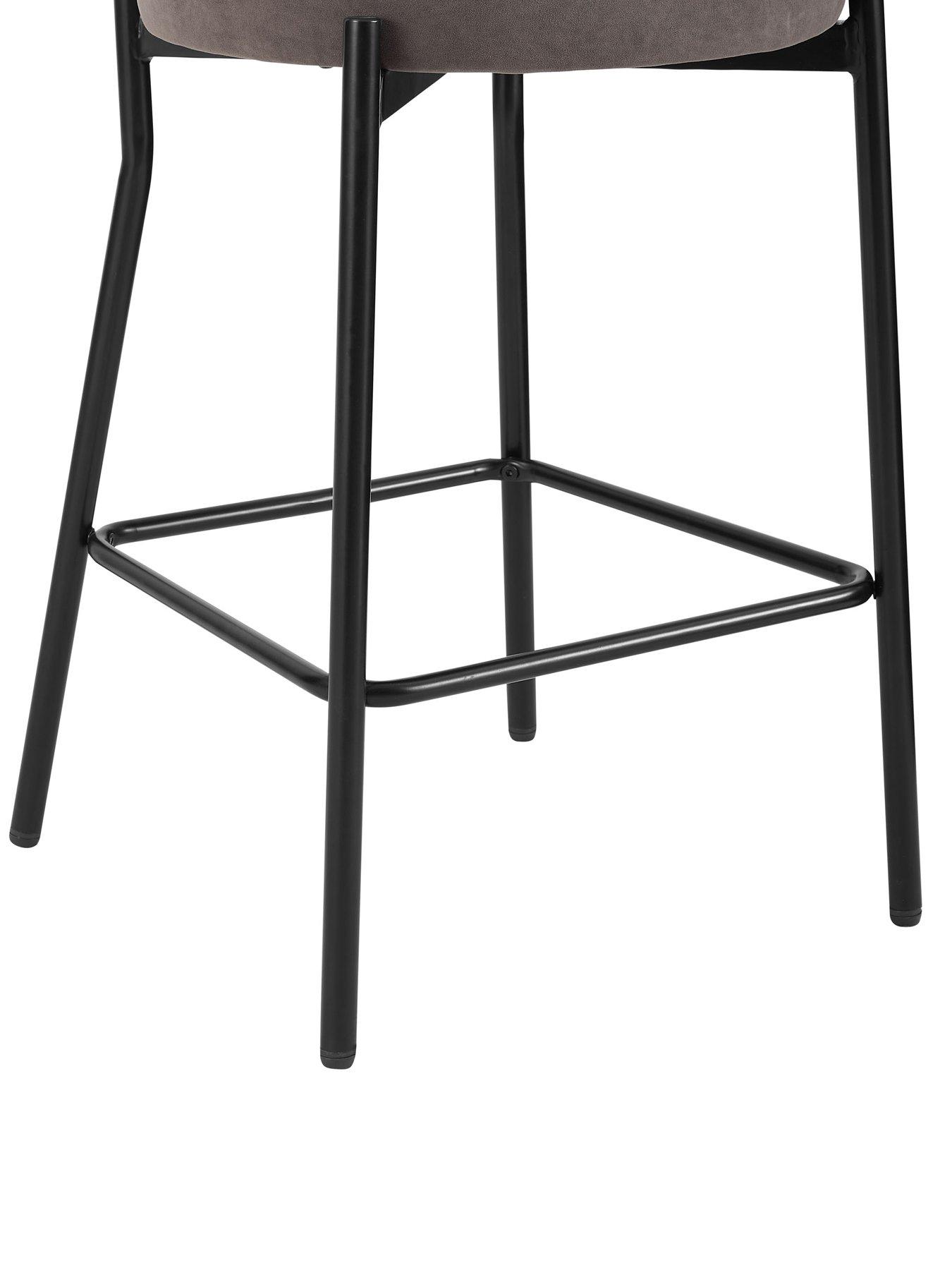 Image 7 of 7 of Dusk Mia Set Of 2 Barstools - Matte Velvet - Taupe