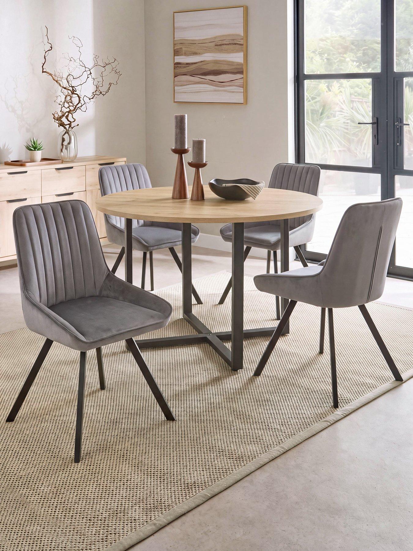 Image 1 of 6 of The Very Collection Harlem Light Oak Round Dining Table With 4 Harlem Chairs - FSC&reg; Certified