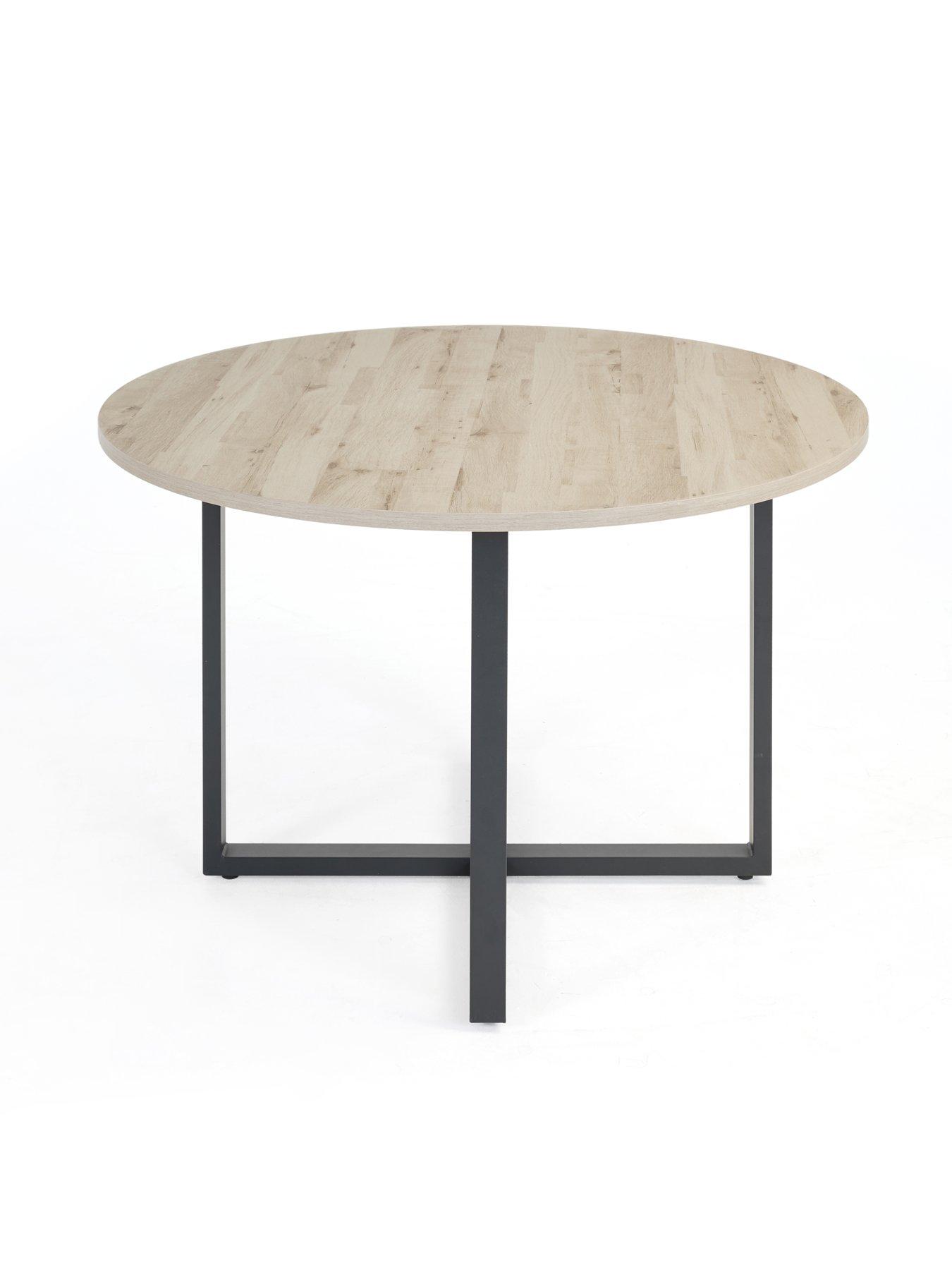 Image 3 of 7 of The Very Collection Harlem Grey Oak Round Dining Table With 4 Marlow Moss Green Chairs