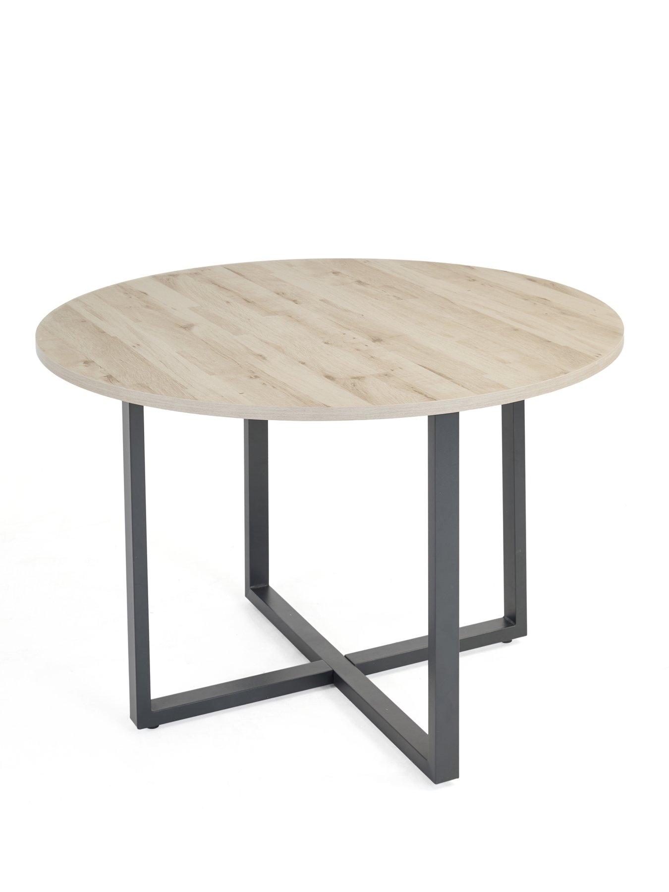 Image 4 of 7 of The Very Collection Harlem Grey Oak Round Dining Table With 4 Marlow Moss Green Chairs