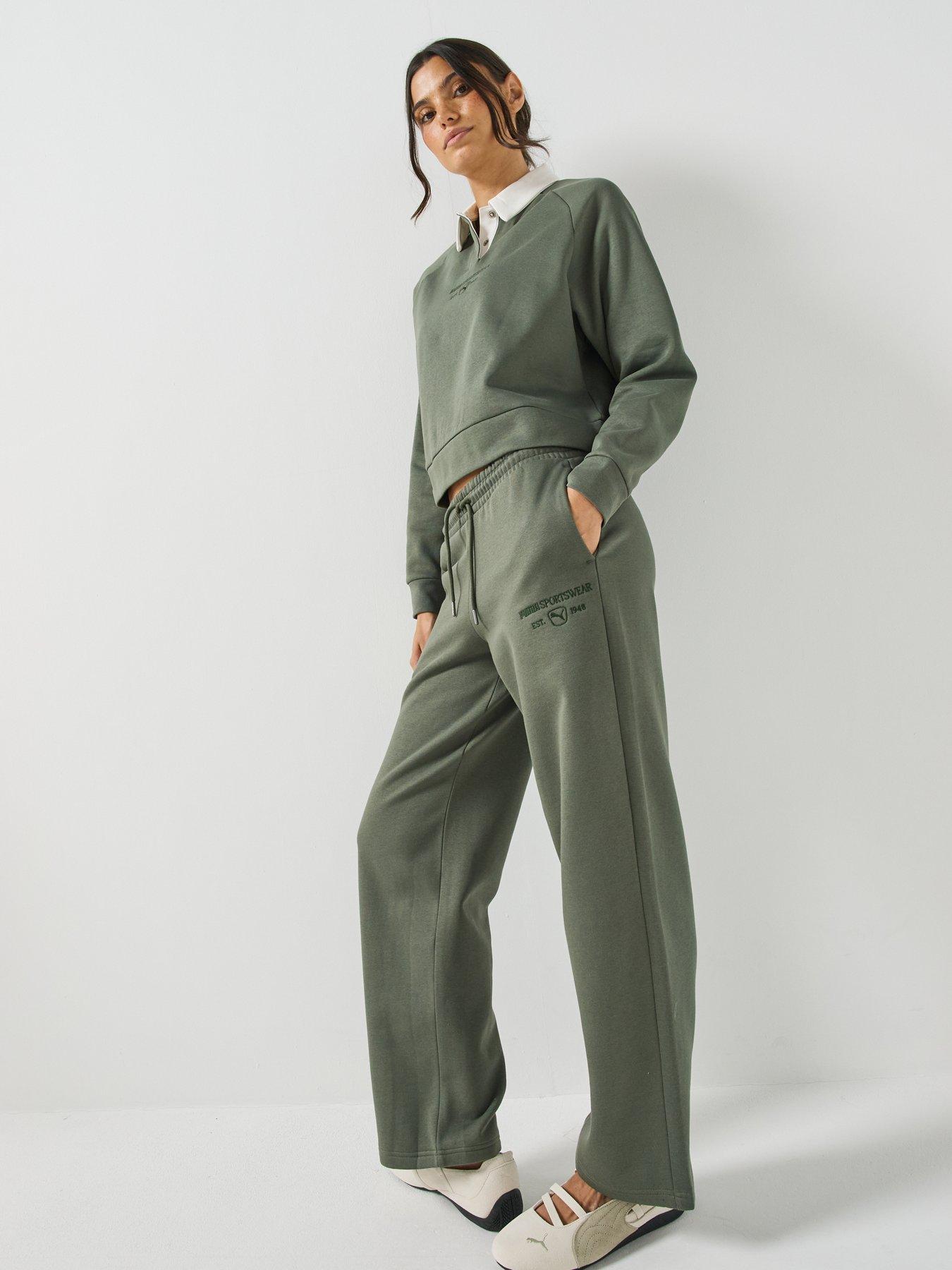 Image 3 of 5 of Puma Womens Class Relaxed Long Sleeve Contrast Collar Polo Shirt - Green