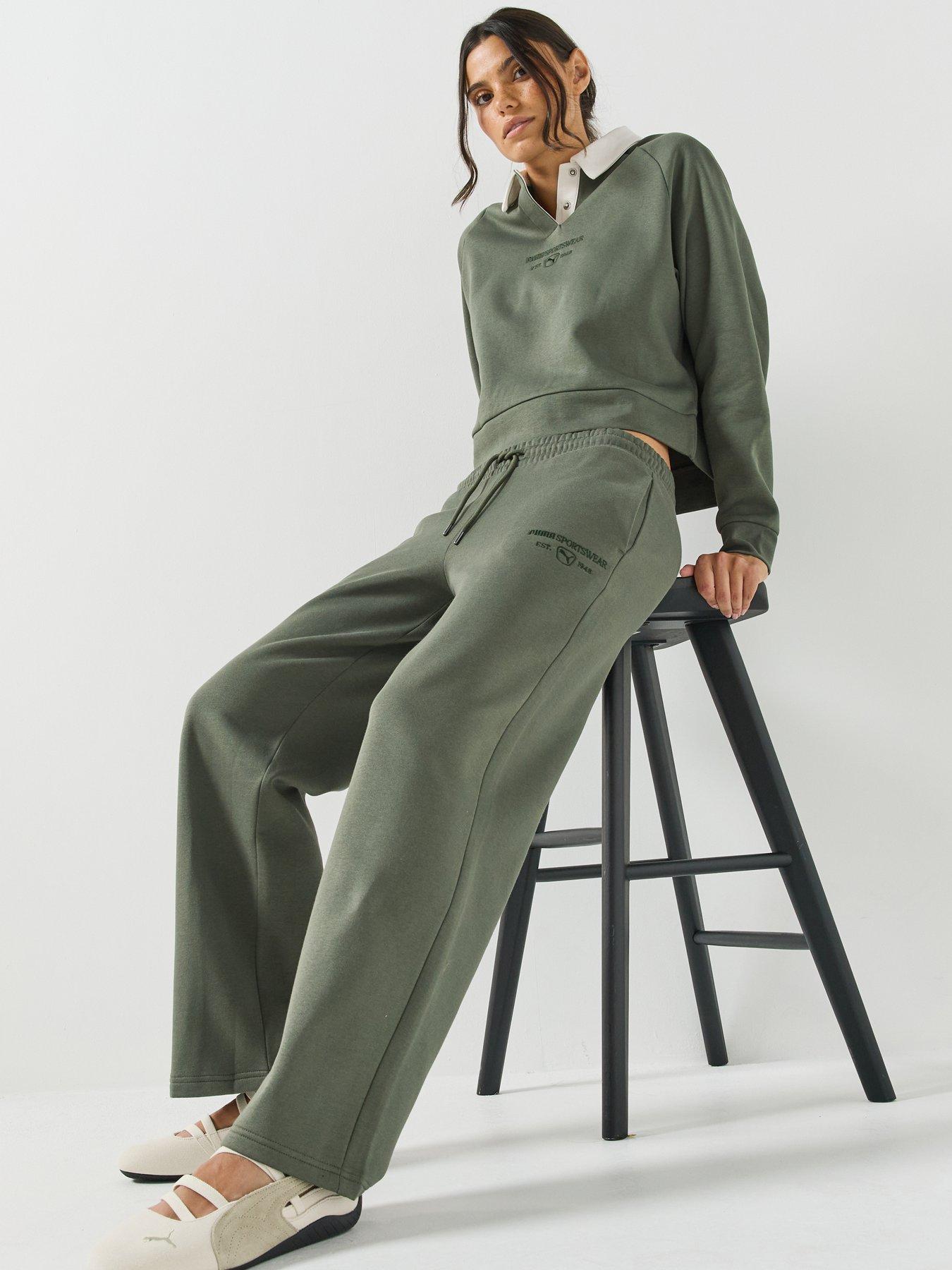Image 5 of 5 of Puma Womens Class Relaxed Long Sleeve Contrast Collar Polo Shirt - Green