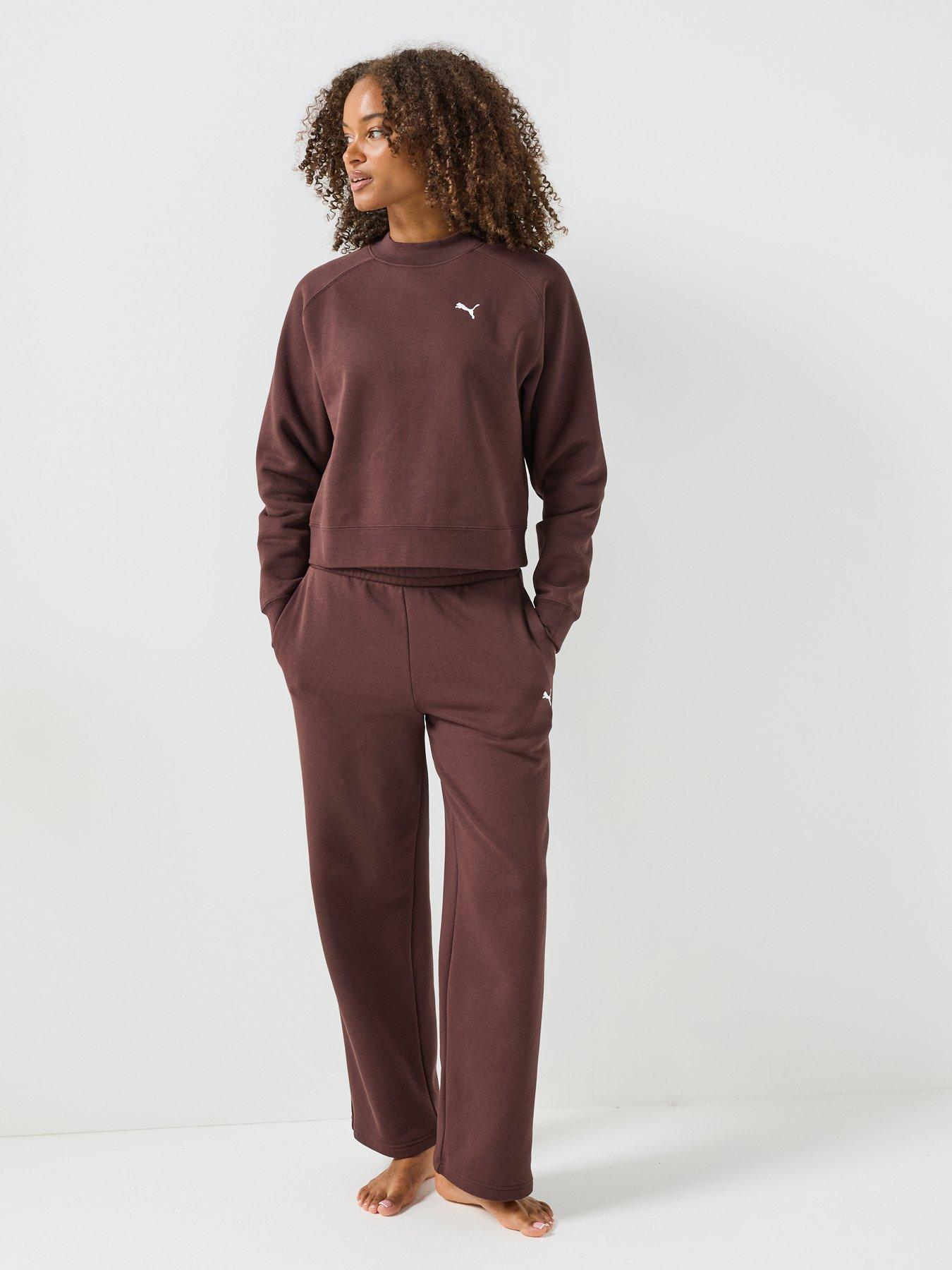 Image 3 of 6 of Puma Womens Loungewear Fleece Sweat Standard Suit - Brown