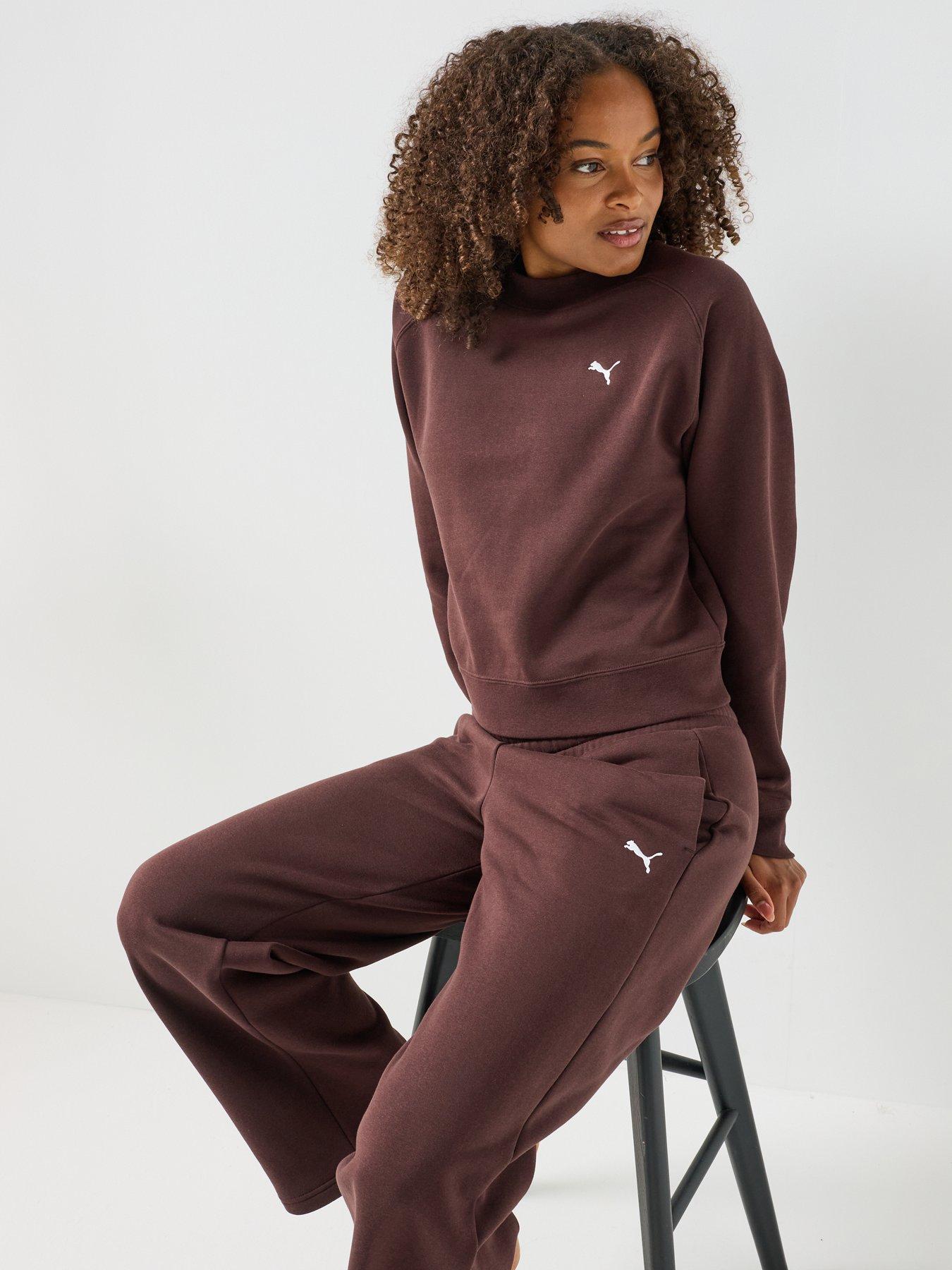 Image 4 of 6 of Puma Womens Loungewear Fleece Sweat Standard Suit - Brown