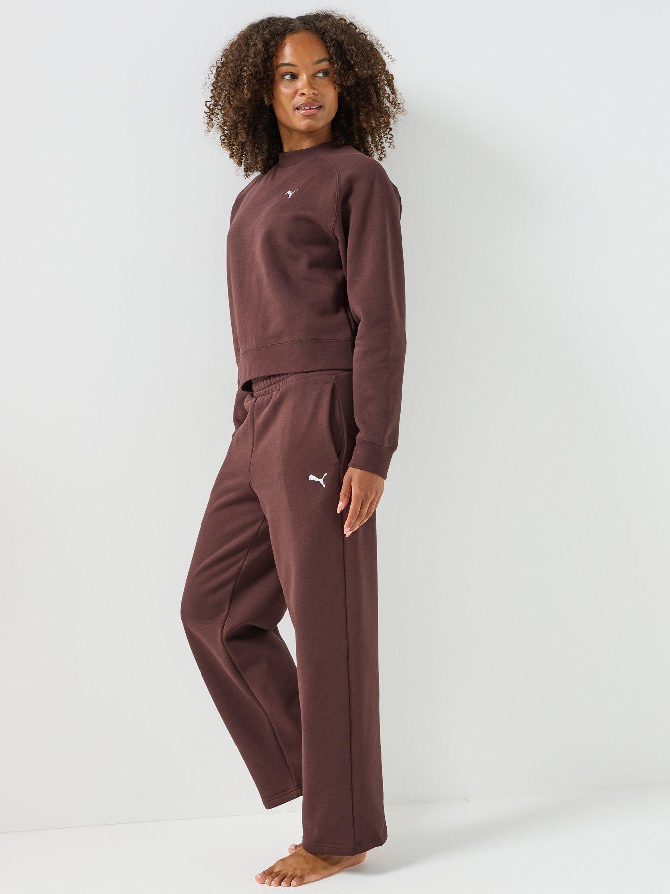 Image 5 of 6 of Puma Womens Loungewear Fleece Sweat Standard Suit - Brown