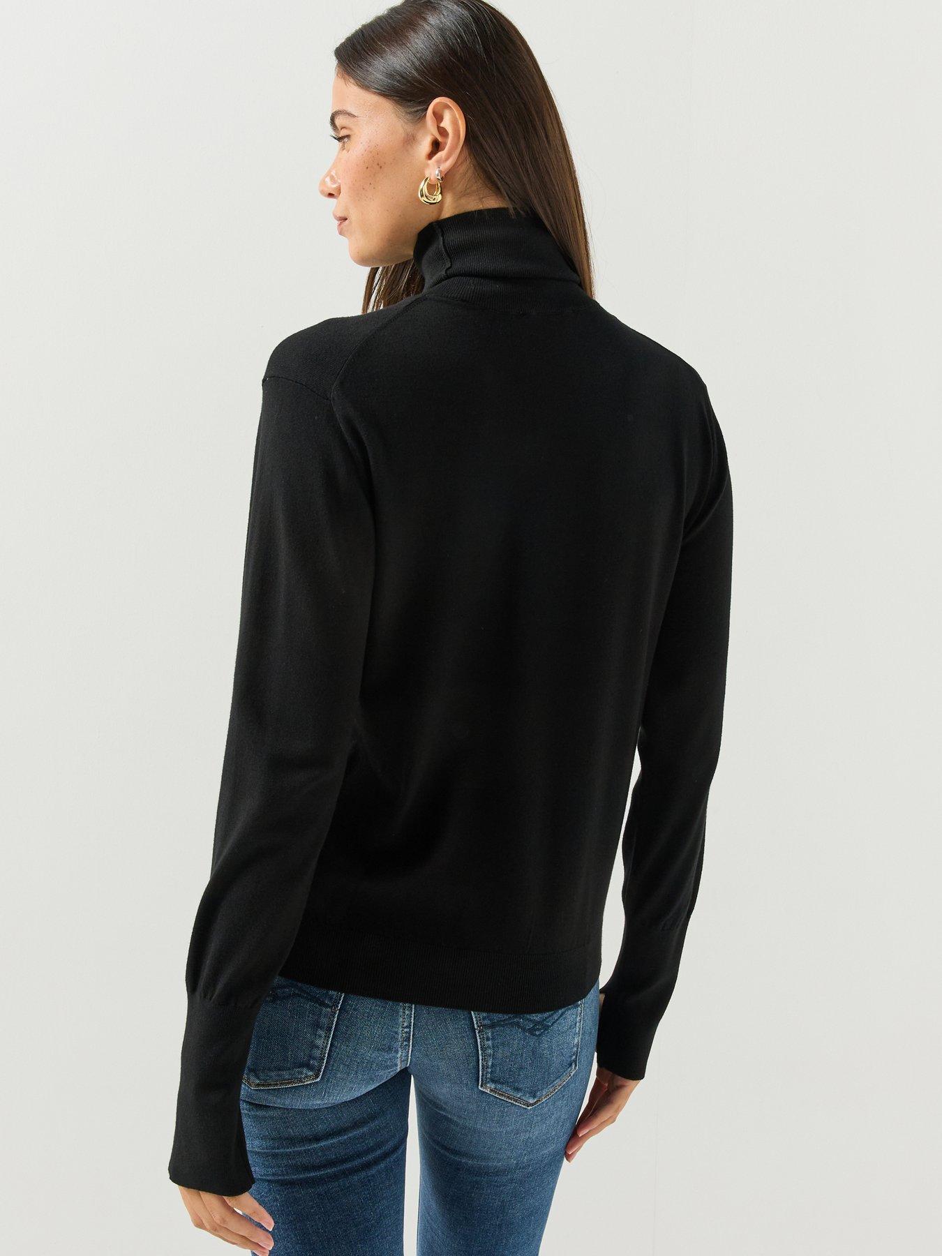 Image 2 of 6 of Replay Womens Roll Neck Plain Knit Jumper - Black