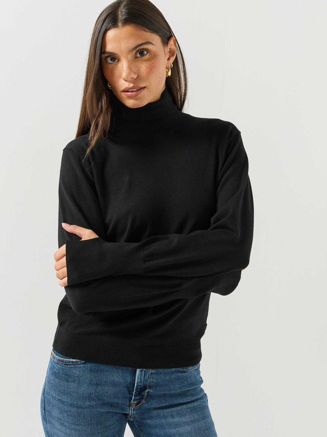 Image 5 of 6 of Replay Womens Roll Neck Plain Knit Jumper - Black