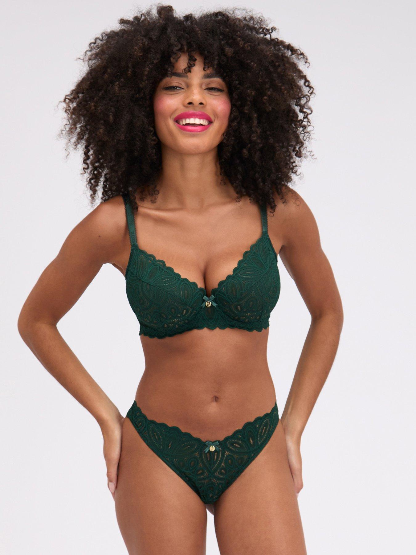 Image 1 of 4 of Boux Avenue Carmel Lace Brief - Deep Green
