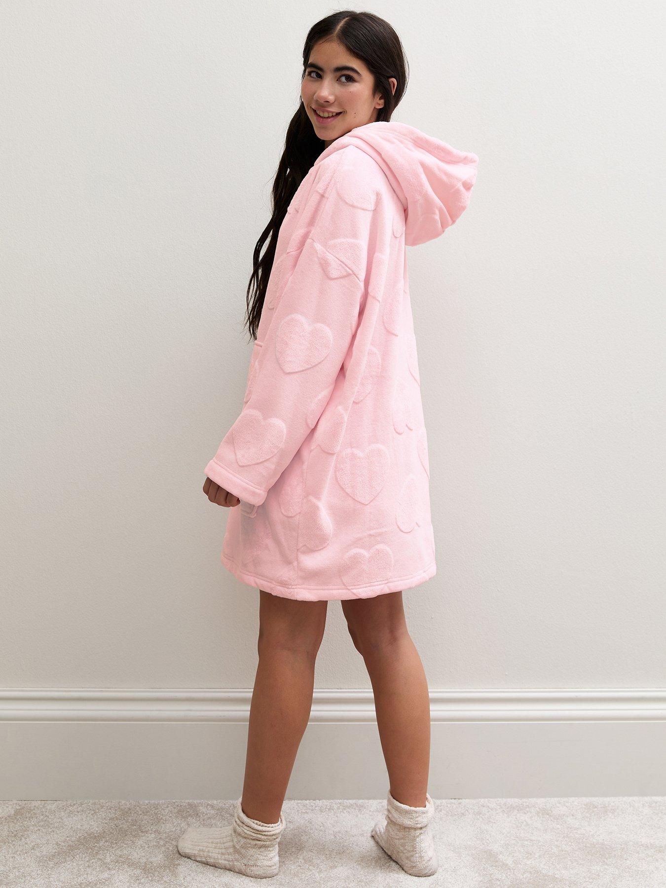Image 2 of 5 of New Look 915 Girls Pink Heart Pattern Oversized Hoodie