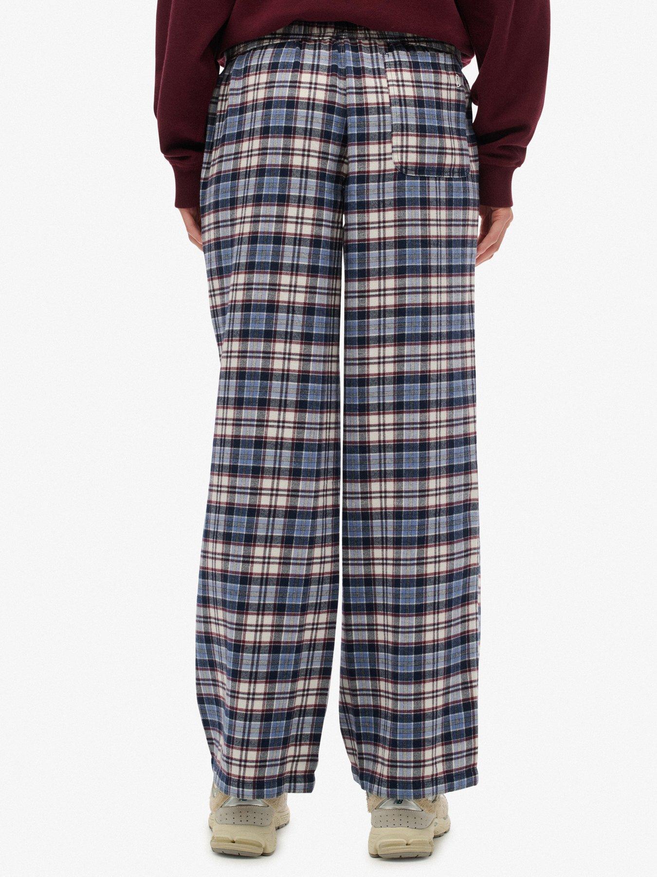 Image 2 of 7 of Superdry Cotton Check Elastic Trousers - Navy Check