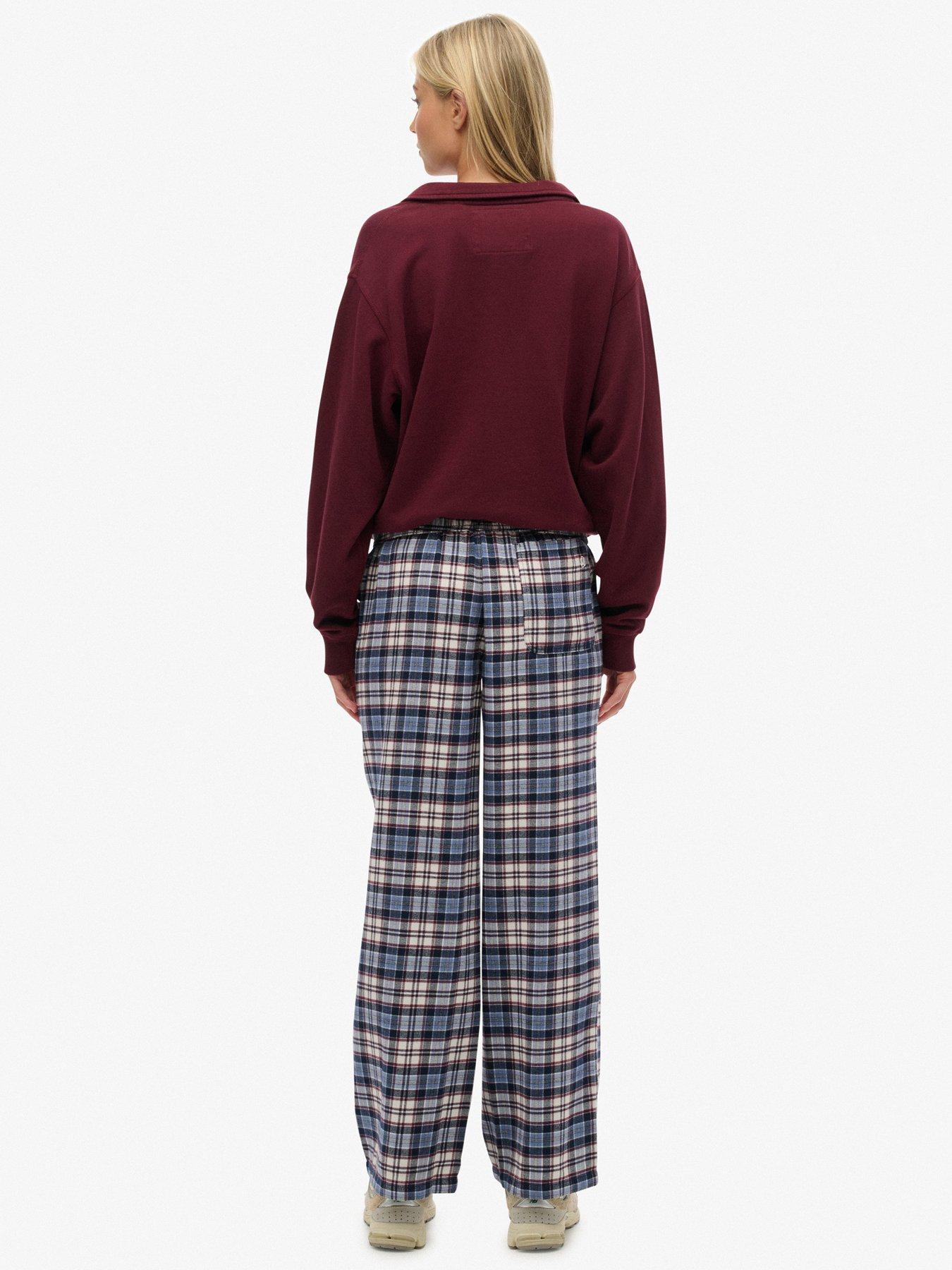 Image 5 of 7 of Superdry Cotton Check Elastic Trousers - Navy Check