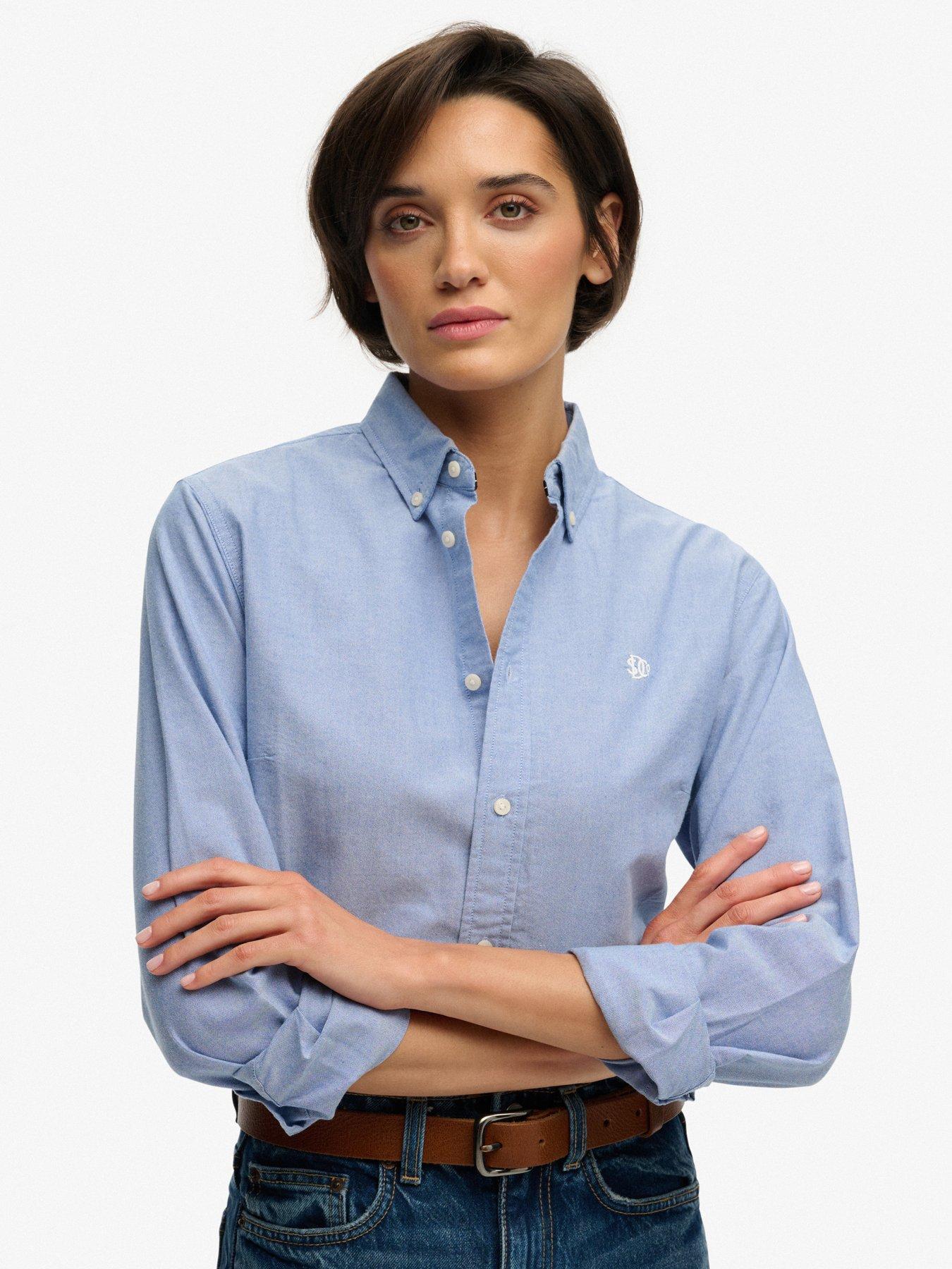Superdry Slim Oxford Button Down Long Sleeve Shirt - Blue