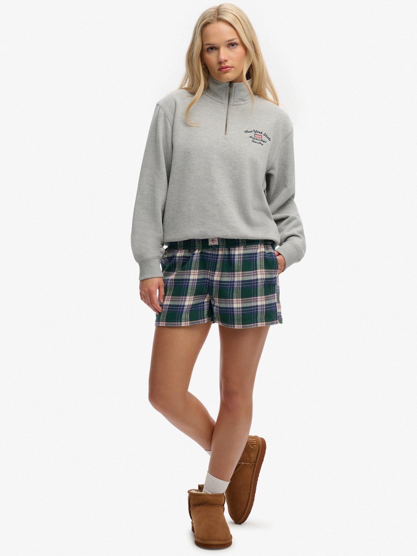 Image 3 of 7 of Superdry Cotton Check Elastic Shorts - Green
