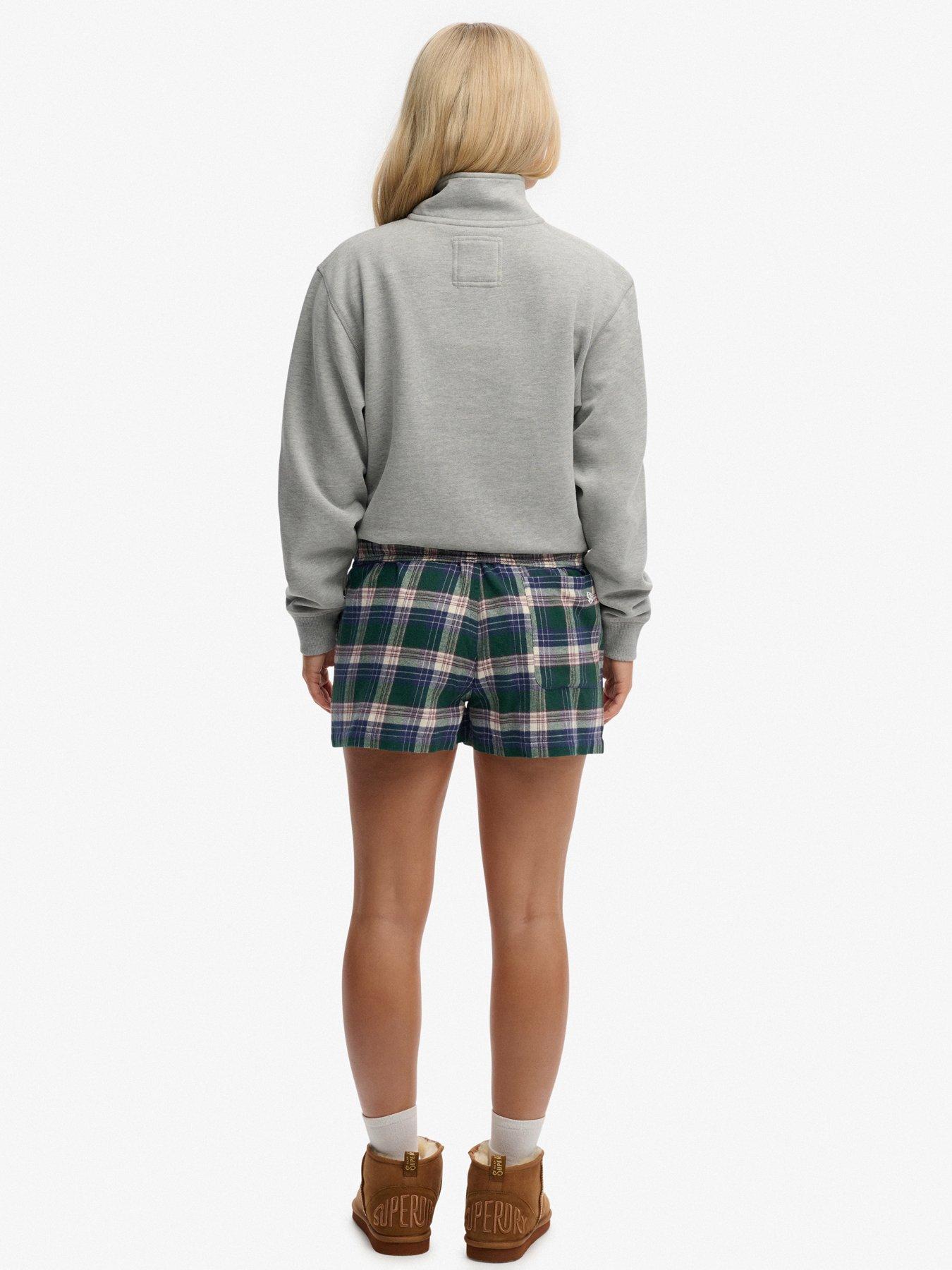 Image 5 of 7 of Superdry Cotton Check Elastic Shorts - Green