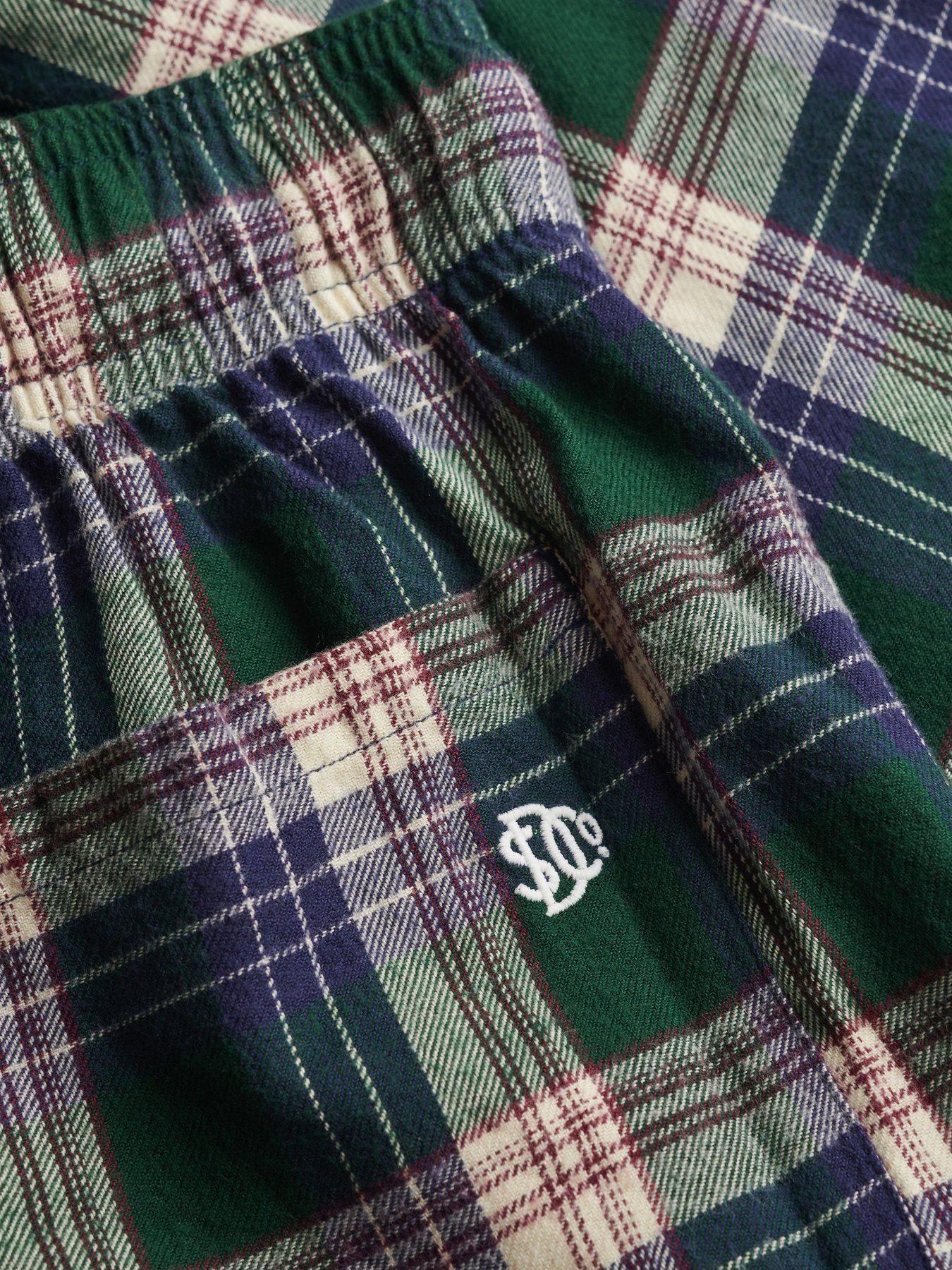 Image 7 of 7 of Superdry Cotton Check Elastic Shorts - Green