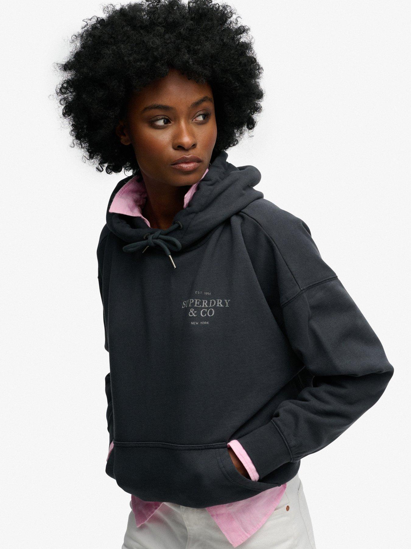 Image 5 of 6 of Superdry Luxe Casual Relaxed Hoodie - Navy