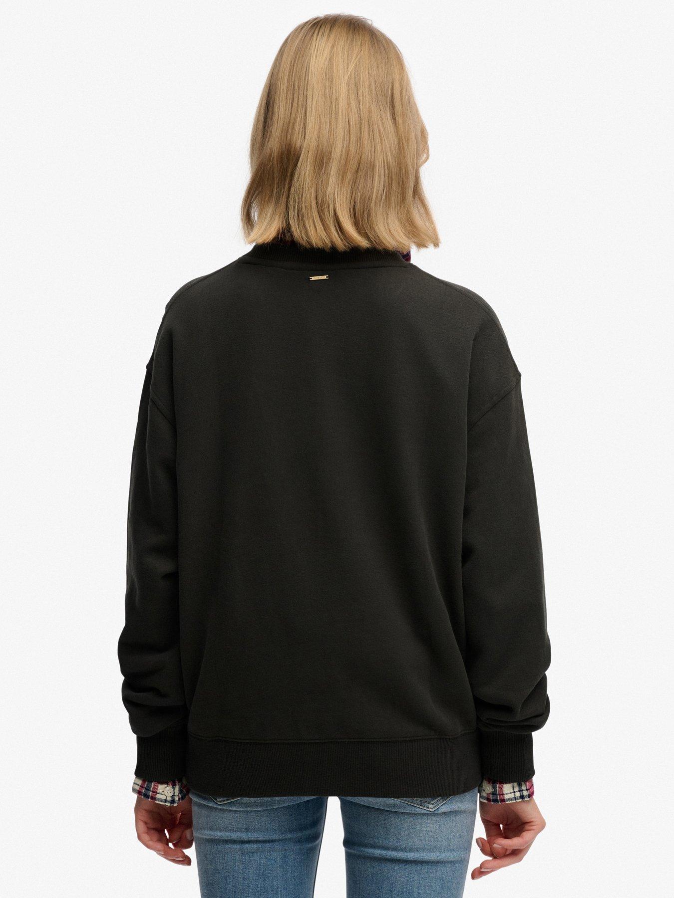 Image 2 of 6 of Superdry Script Brand Loose Crew Sweatshirt - Black