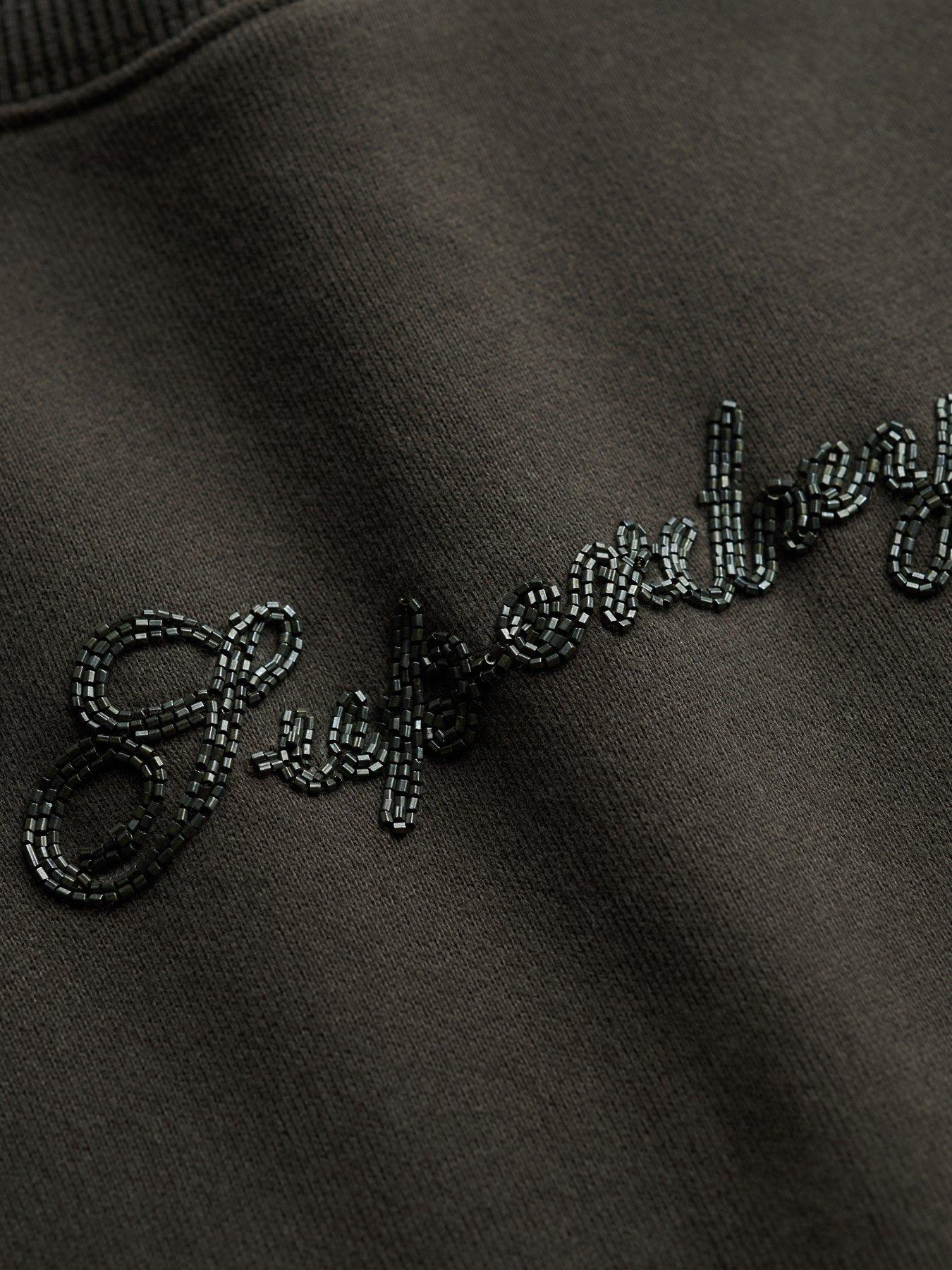 Image 6 of 6 of Superdry Script Brand Loose Crew Sweatshirt - Black