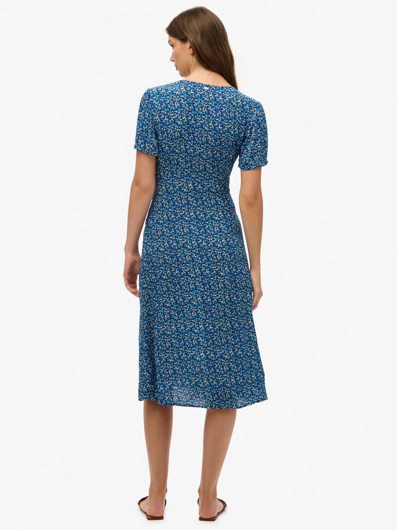 Image 2 of 6 of Superdry Print Button Midi Tea Dress
