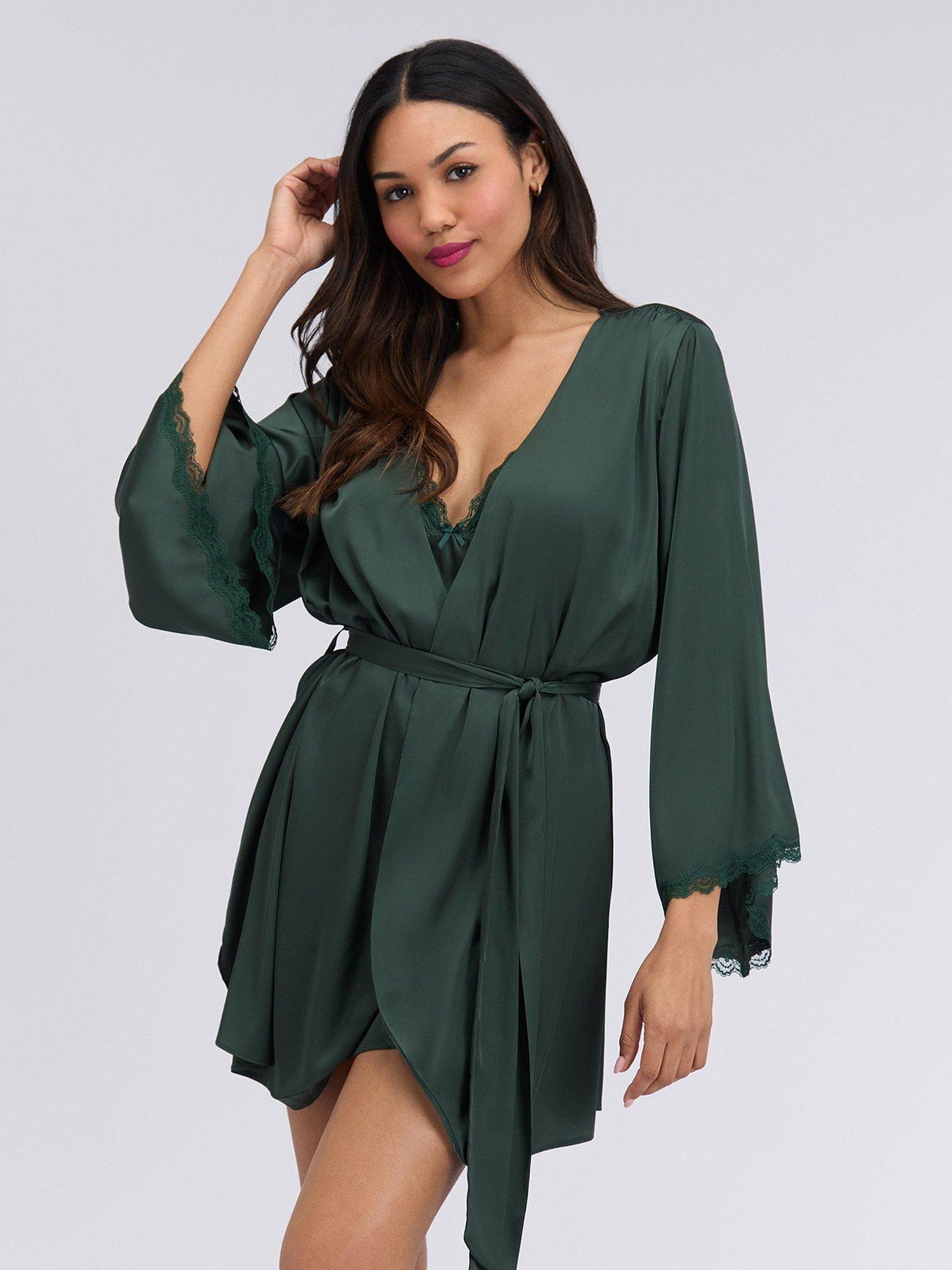 Boux Avenue Kaya Satin Robe - Deep Green