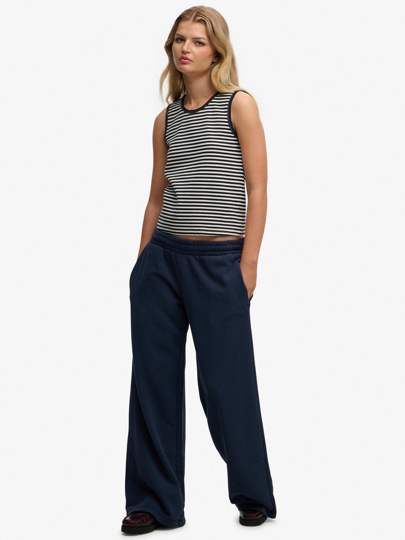 Image 3 of 6 of Superdry Essential Logo Wide Leg Joggers - Navy
