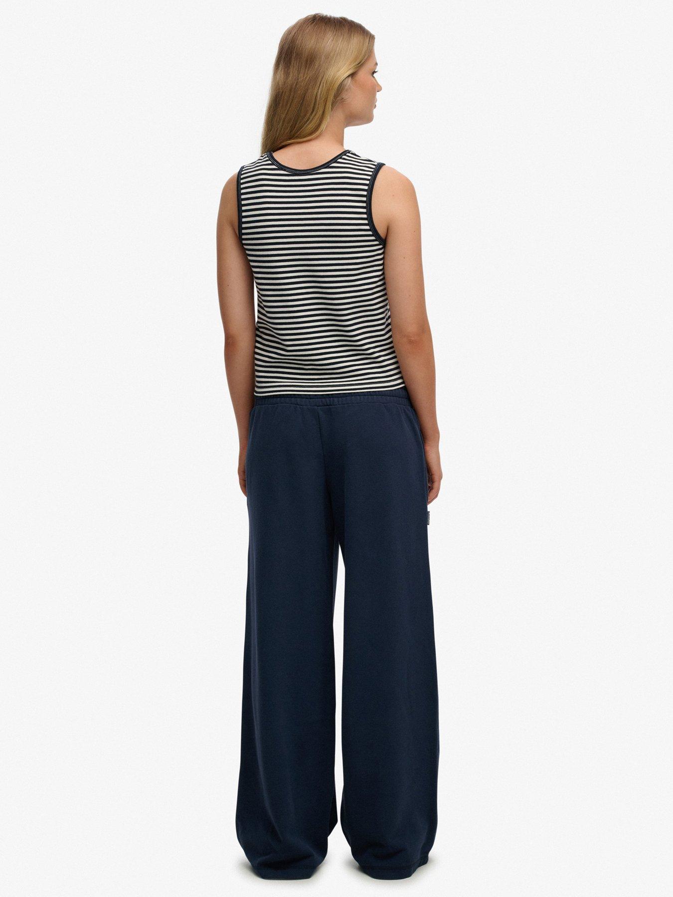 Image 4 of 6 of Superdry Essential Logo Wide Leg Joggers - Navy