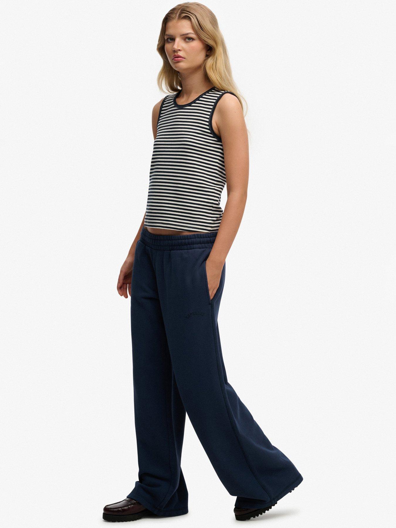 Image 5 of 6 of Superdry Essential Logo Wide Leg Joggers - Navy