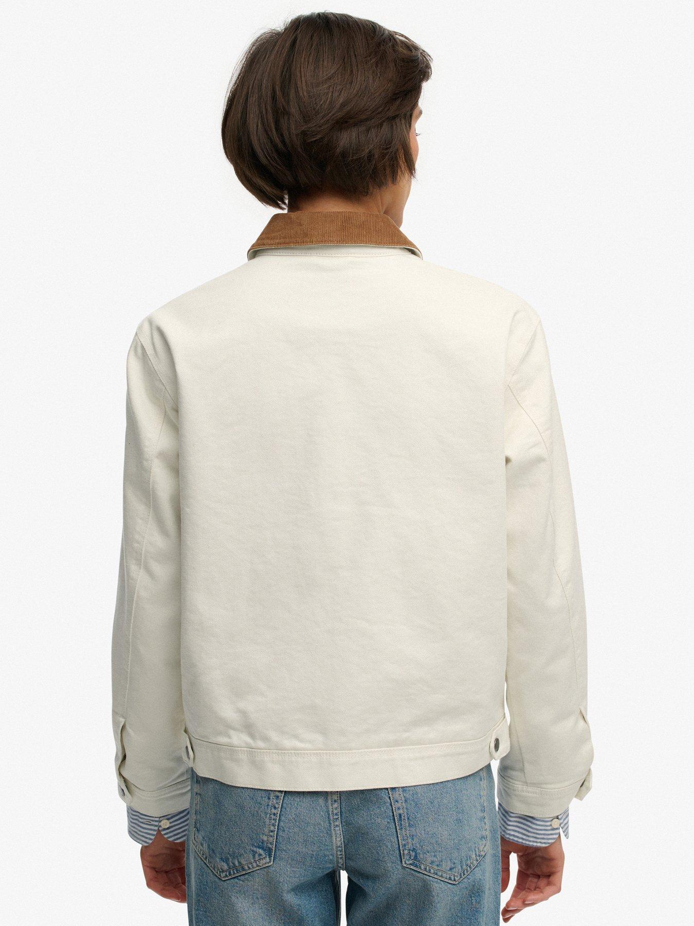 Image 2 of 7 of Superdry Cord Collar Ranch Jacket - White