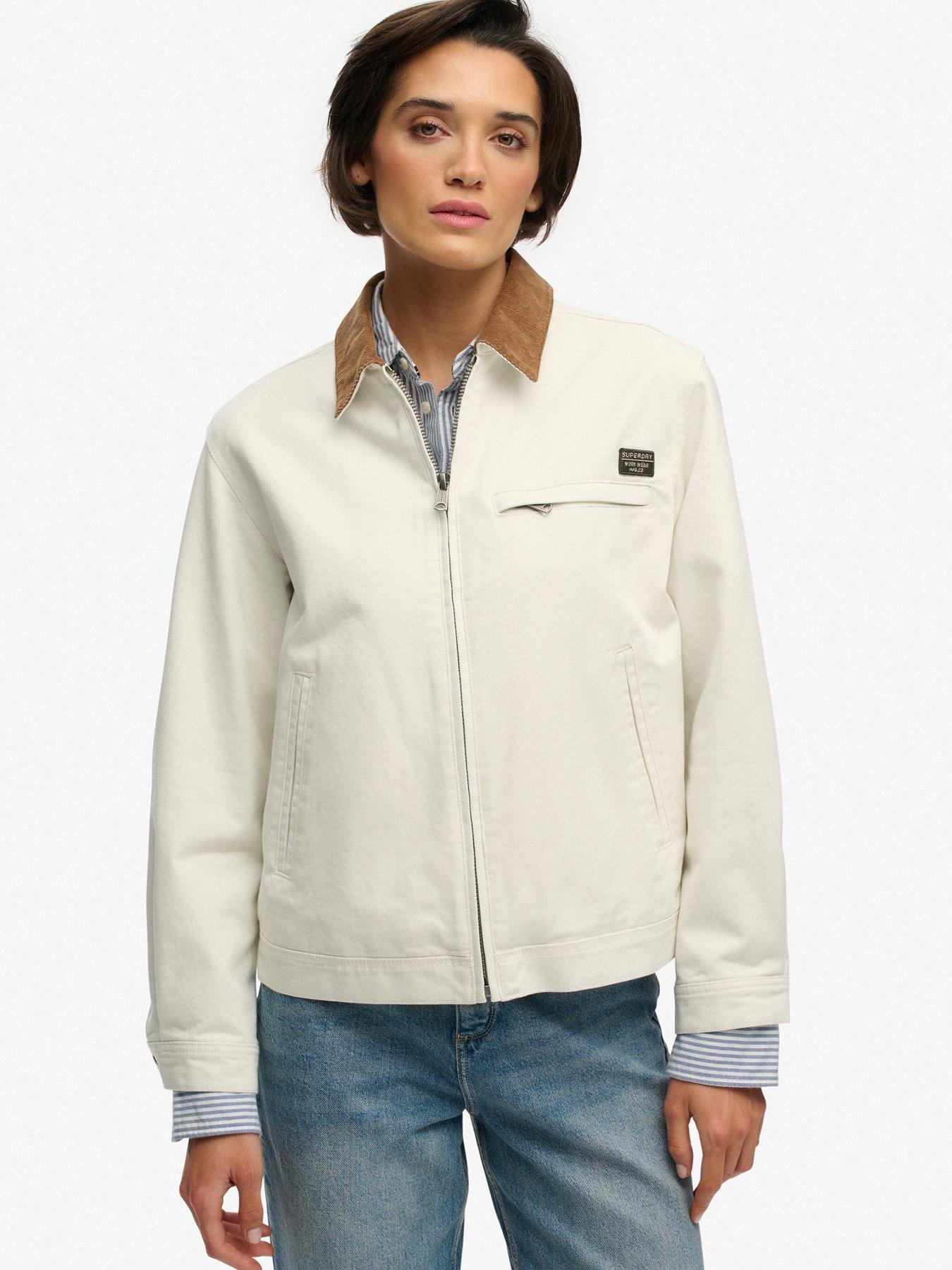 Image 5 of 7 of Superdry Cord Collar Ranch Jacket - White