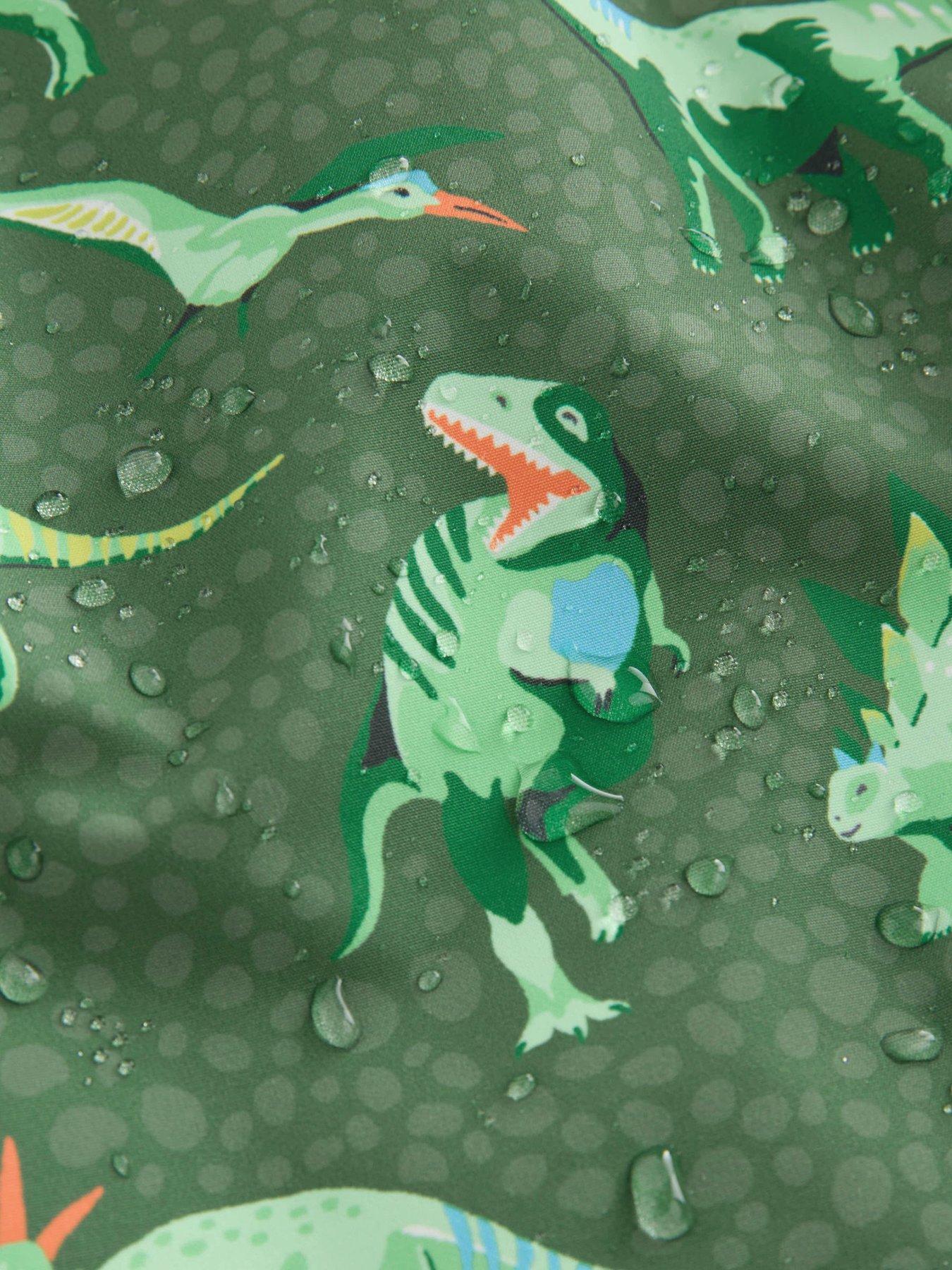 Image 5 of 7 of Cath Kidston Boys Dino Print Fleece Lined Zip Through Puddlesuit - Green