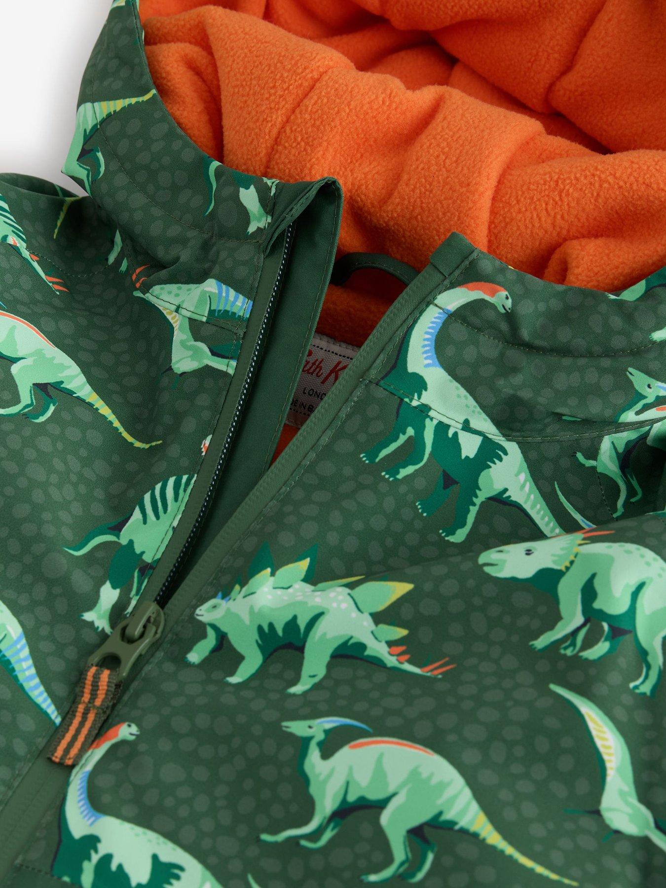 Image 4 of 7 of Cath Kidston Boys Dino Print Hooded Zip Anorak - Green