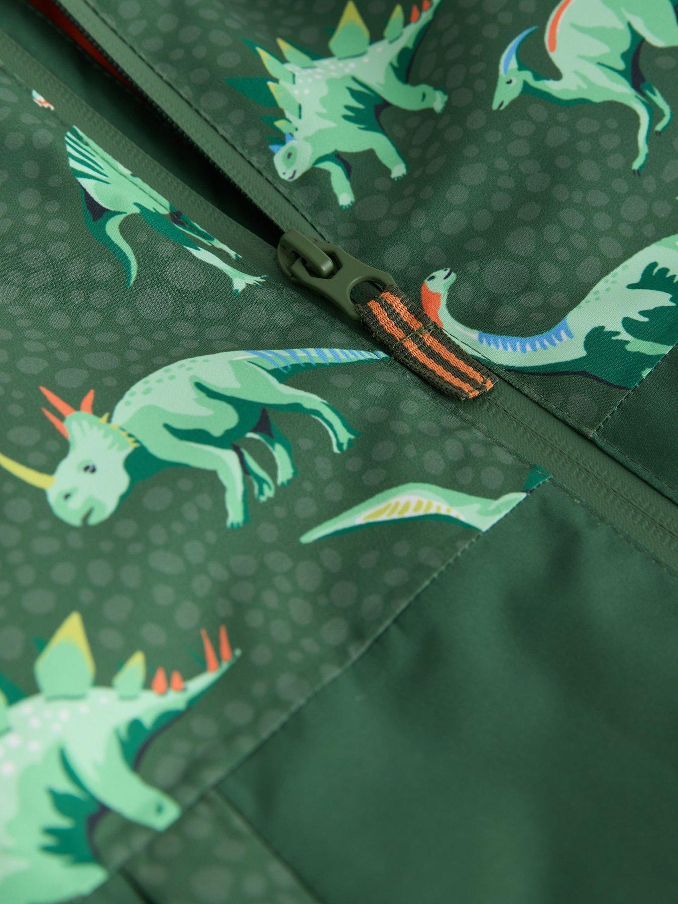 Image 5 of 7 of Cath Kidston Boys Dino Print Hooded Zip Anorak - Green