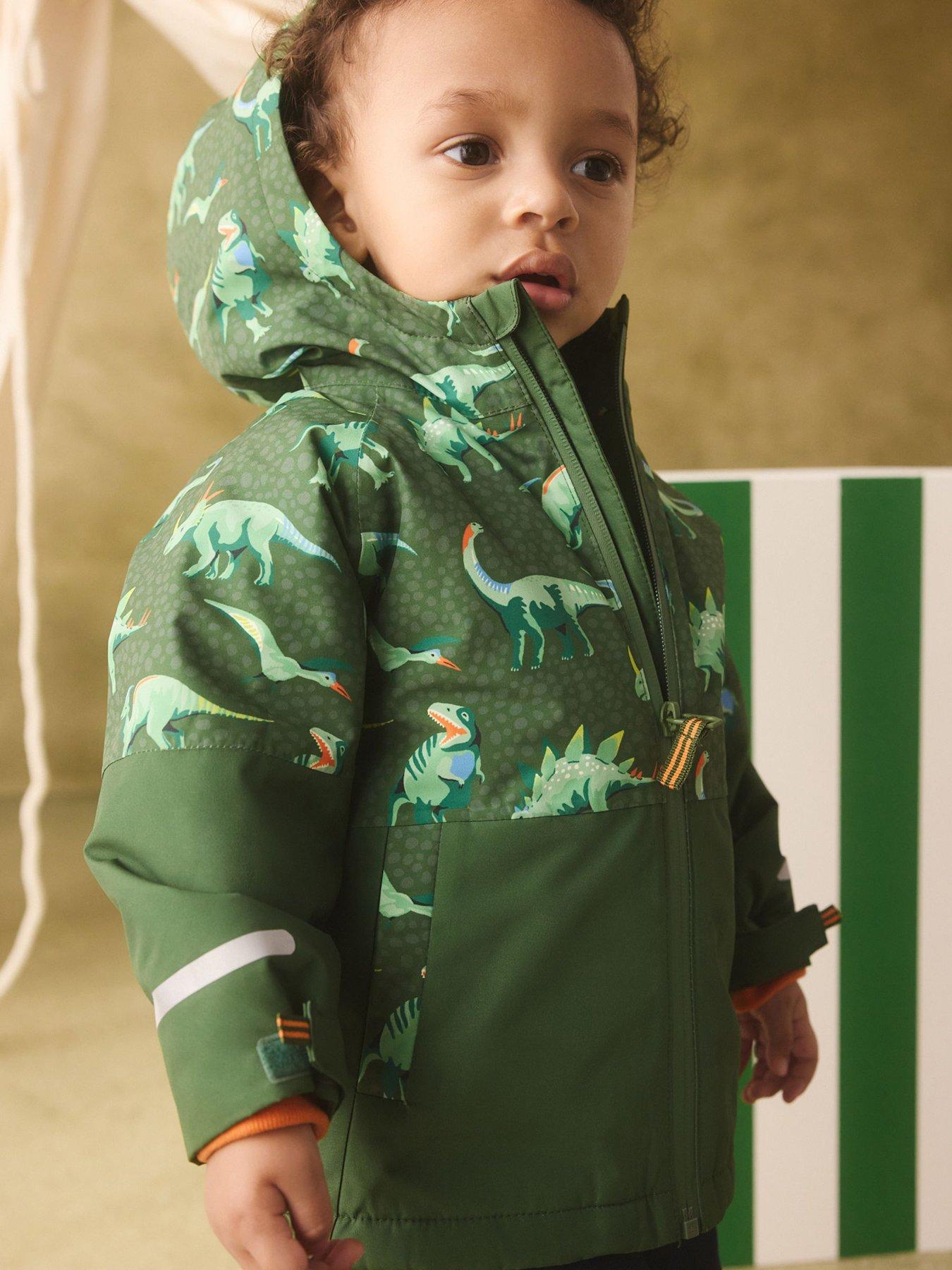 Image 6 of 7 of Cath Kidston Boys Dino Print Hooded Zip Anorak - Green