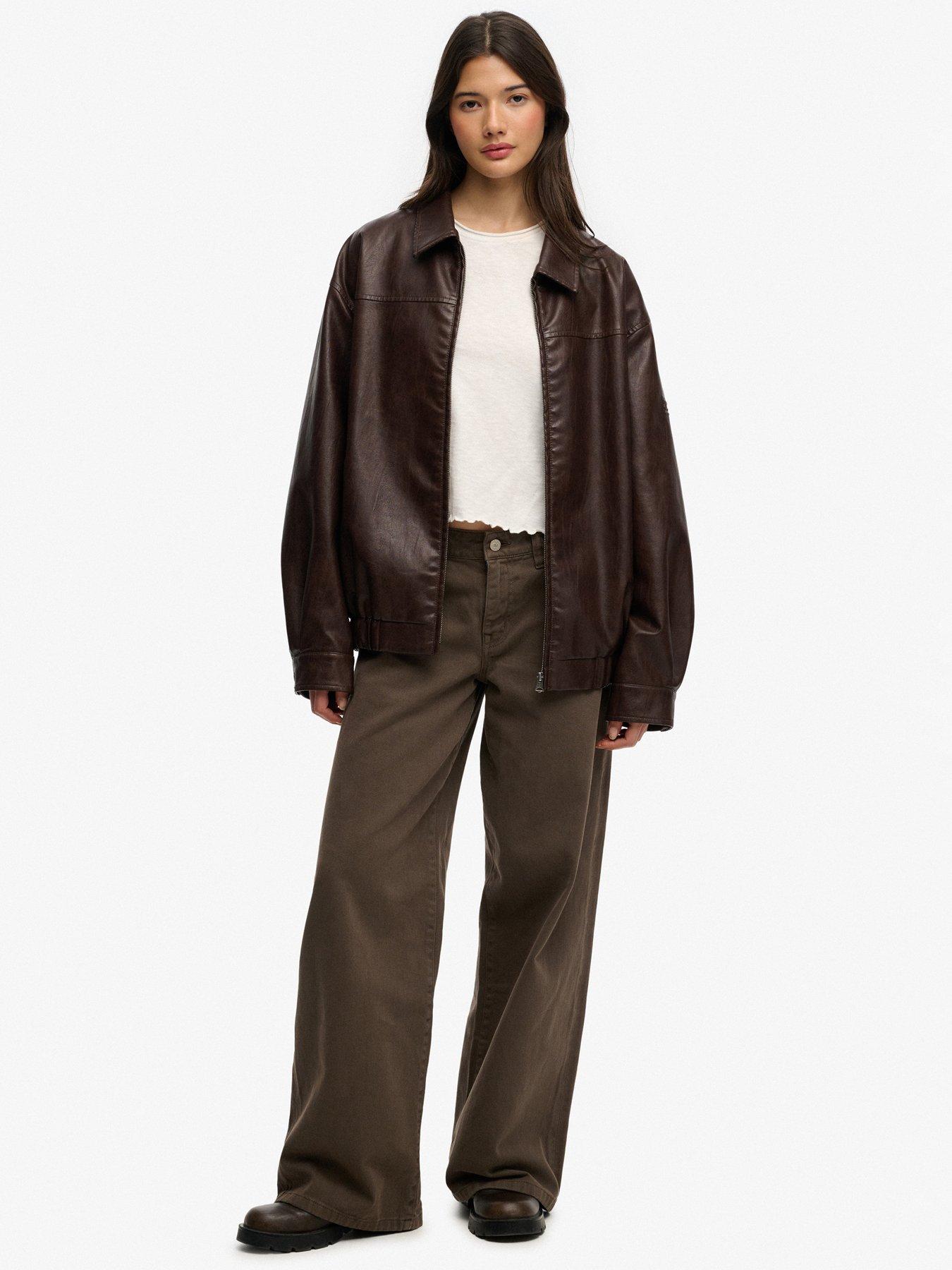 Image 3 of 5 of Superdry Collared Oversized Bomber Jacket - Brown